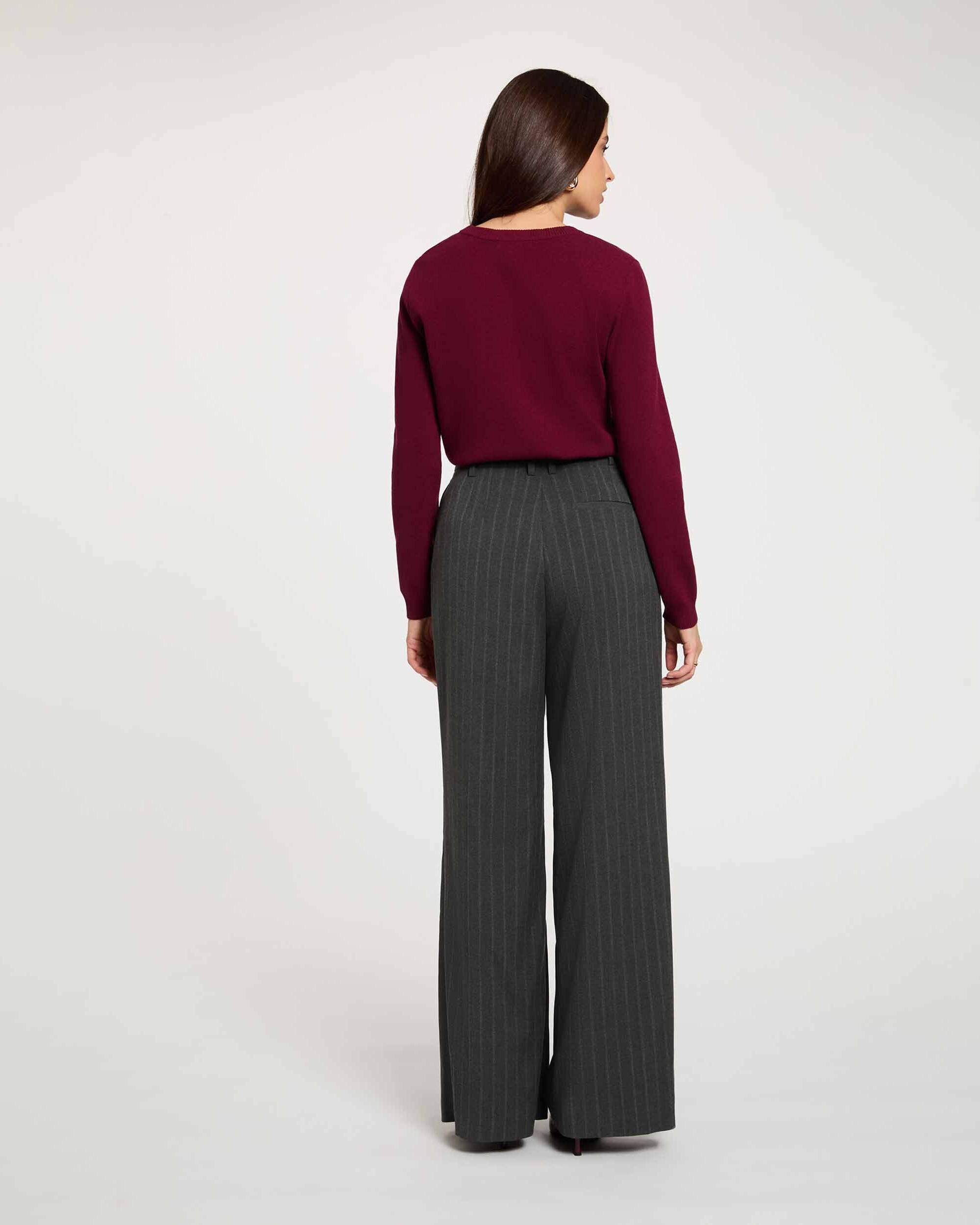 Pantalones anchos de mujer raya diplomática - Morgan - Antracita Antracita-2