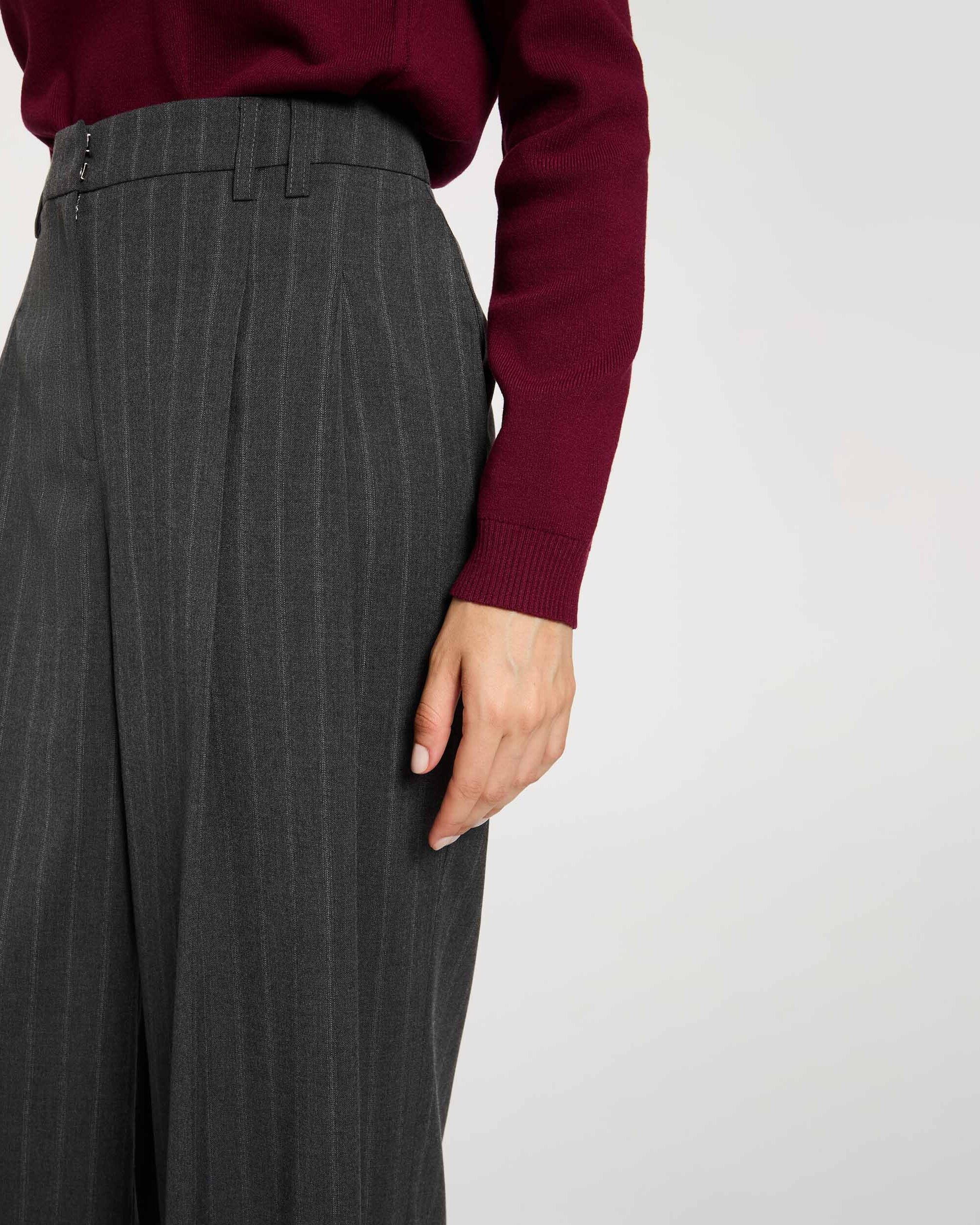 Pantalones anchos de mujer raya diplomática - Morgan - Antracita Antracita-4