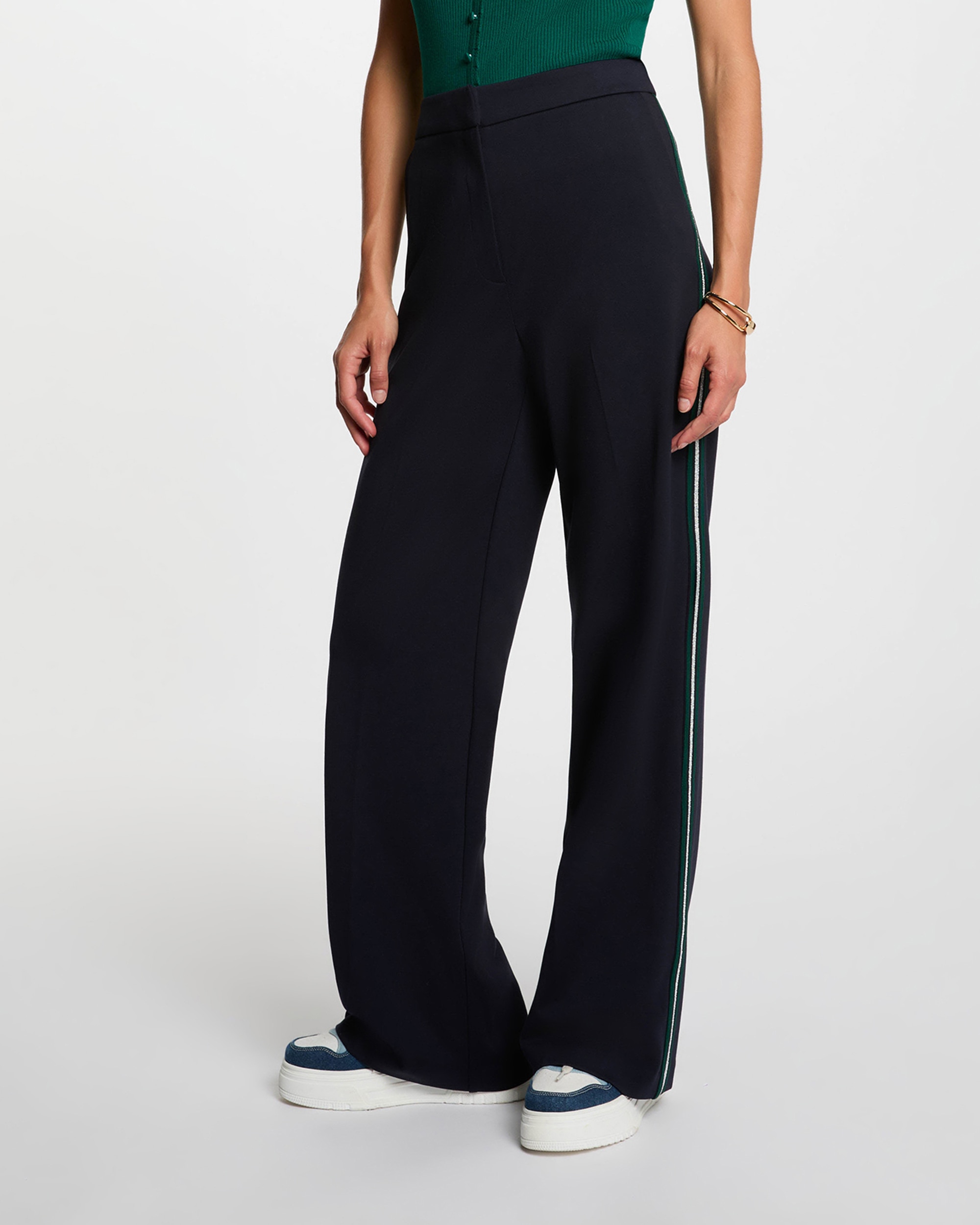 Pantalones anchos de mujer de tiro alto - Morgan - Azul marino Azul marino-1