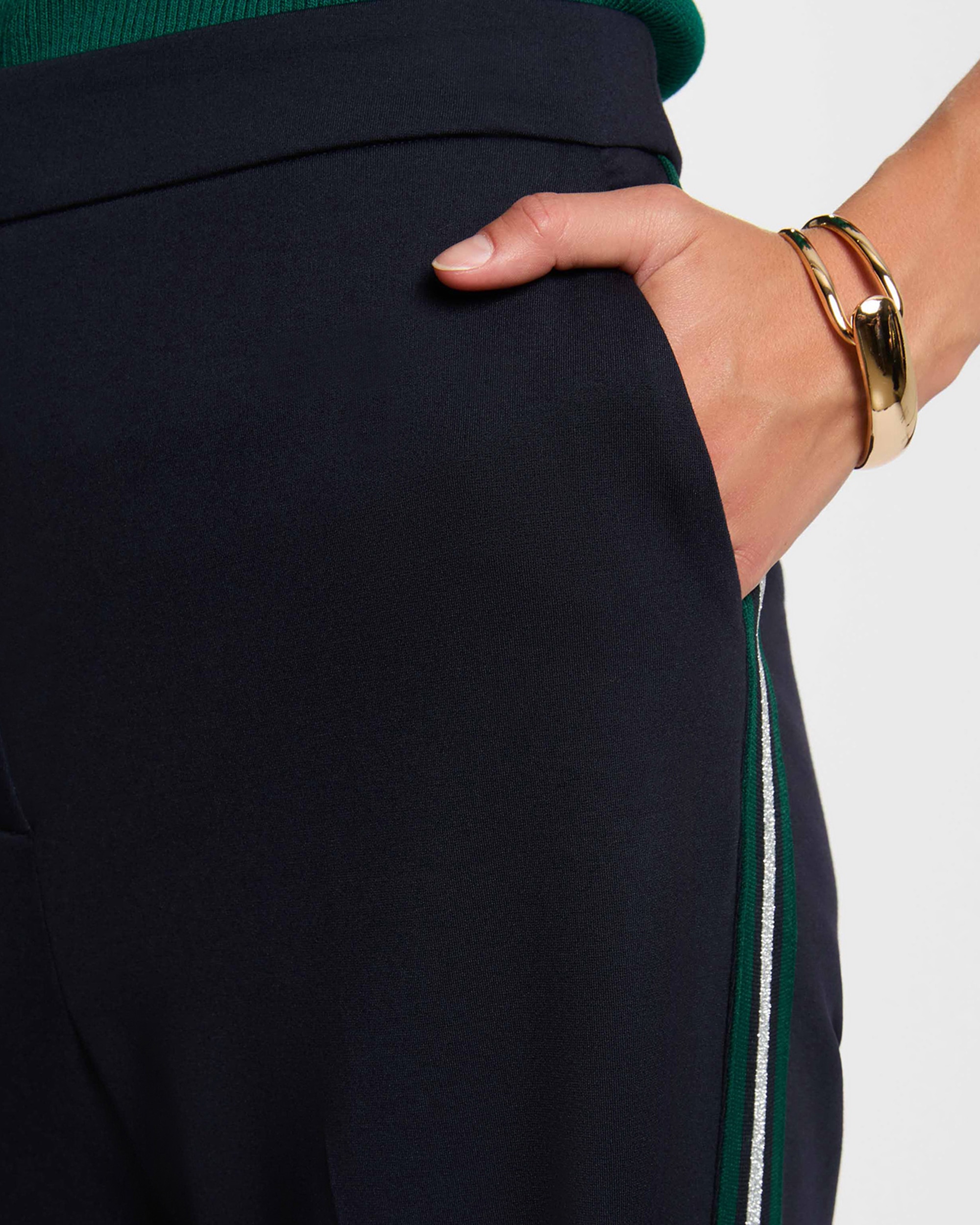 Pantalones anchos de mujer de tiro alto - Morgan - Azul marino Azul marino-4