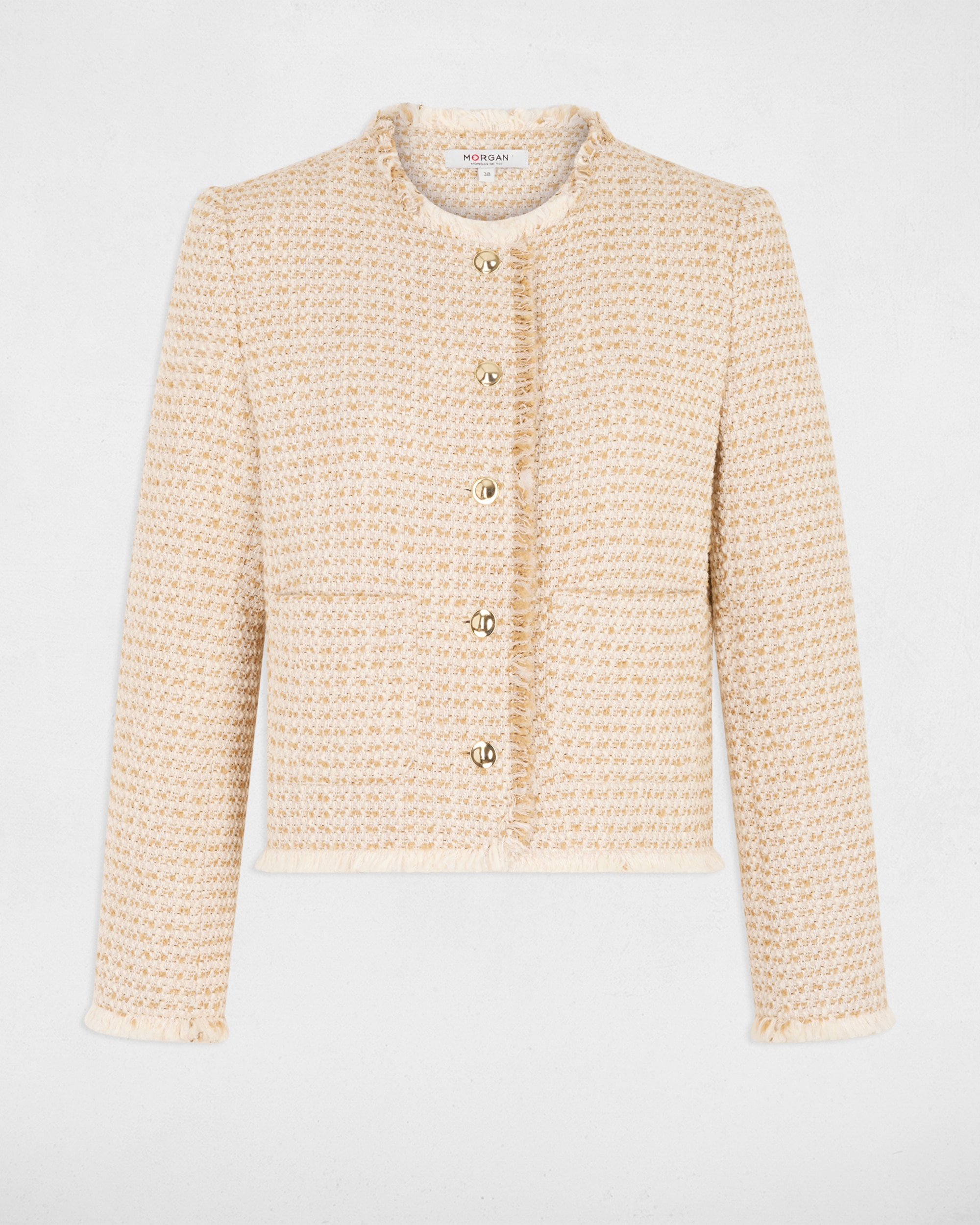 Chaqueta de mujer en tweed con cuello con solapa - Morgan - Multicolor Multicolor-5