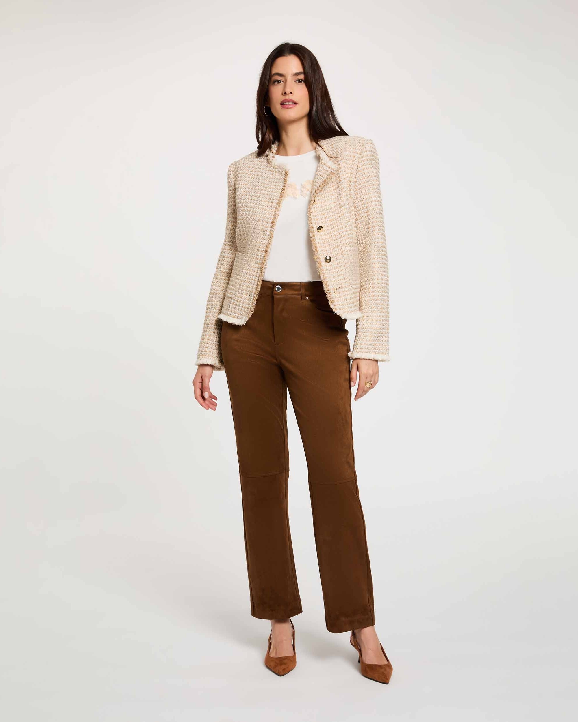 Chaqueta de mujer en tweed con cuello con solapa - Morgan - Multicolor Multicolor-3