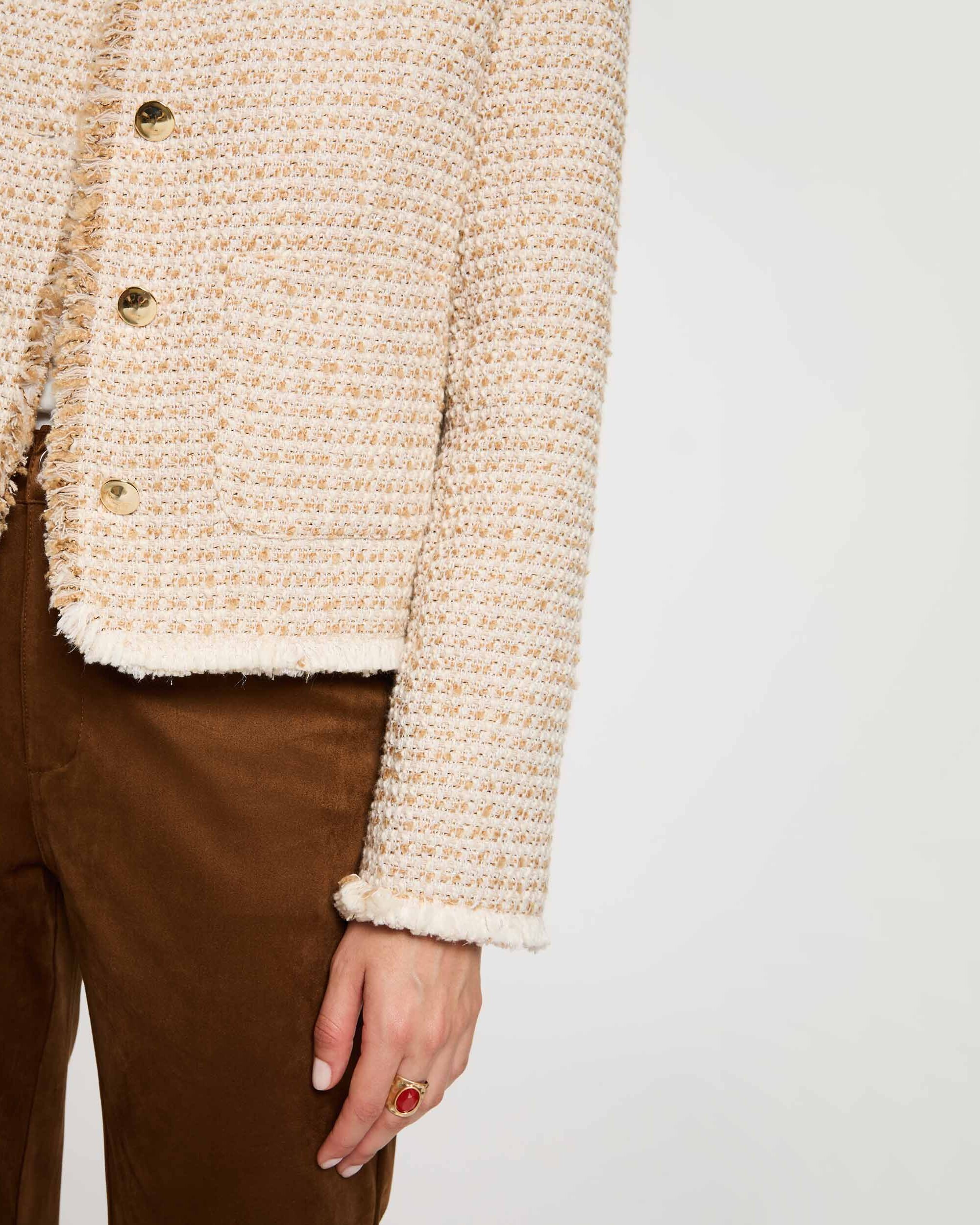 Chaqueta de mujer en tweed con cuello con solapa - Morgan - Multicolor Multicolor-4