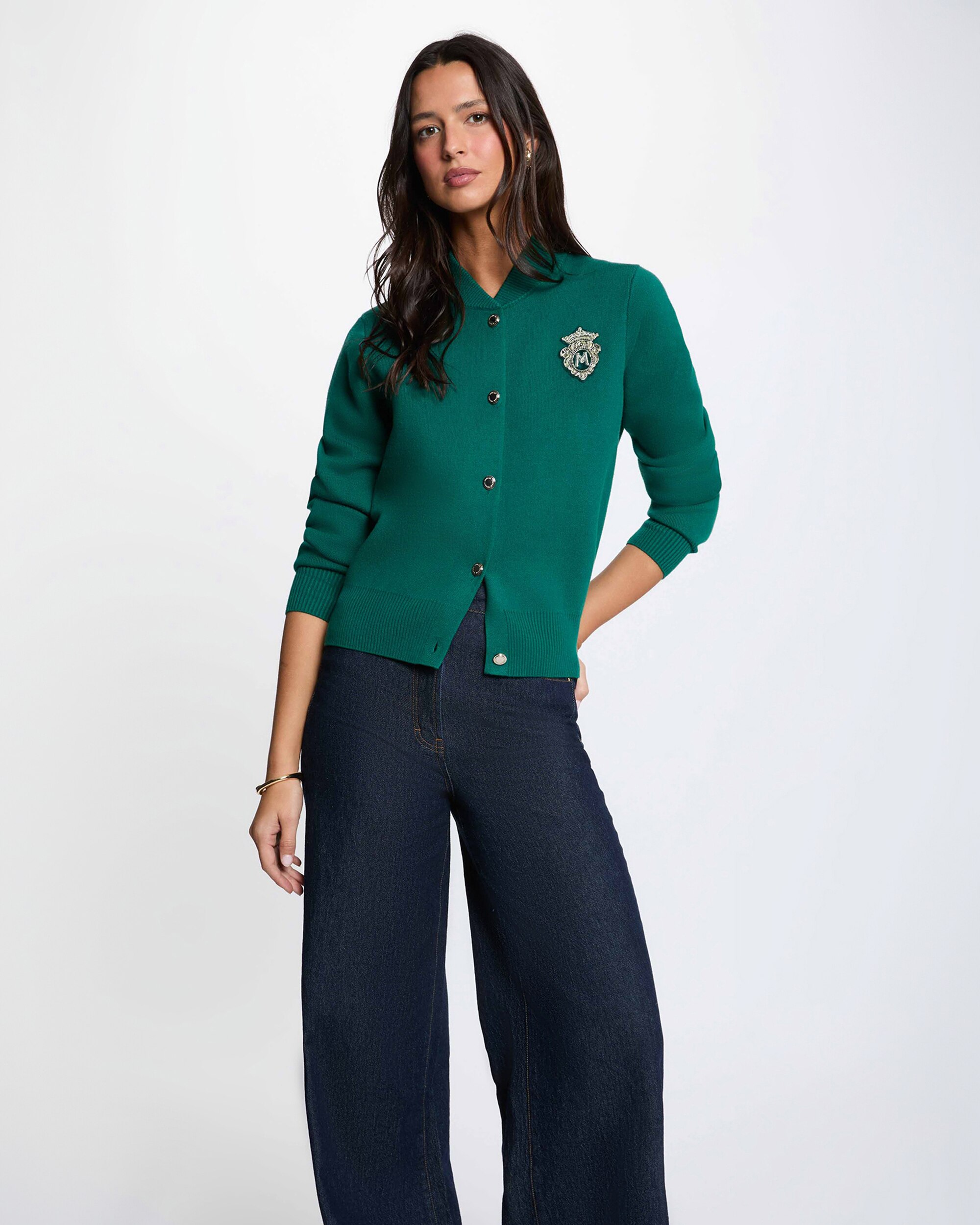 Cárdigan de mujer con logo bordado - Morgan - Verde Verde-1