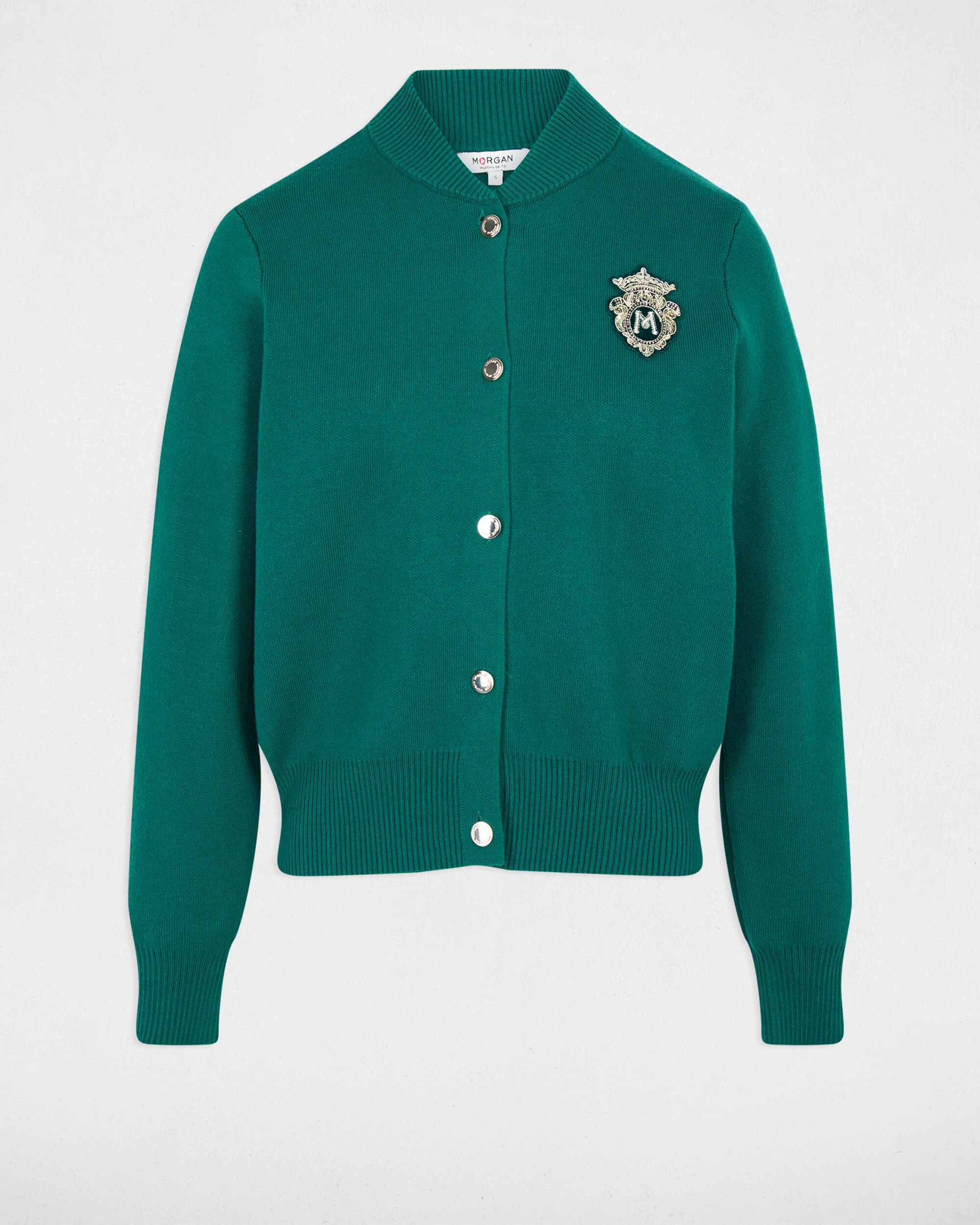 Cárdigan de mujer con logo bordado - Morgan - Verde Verde-5