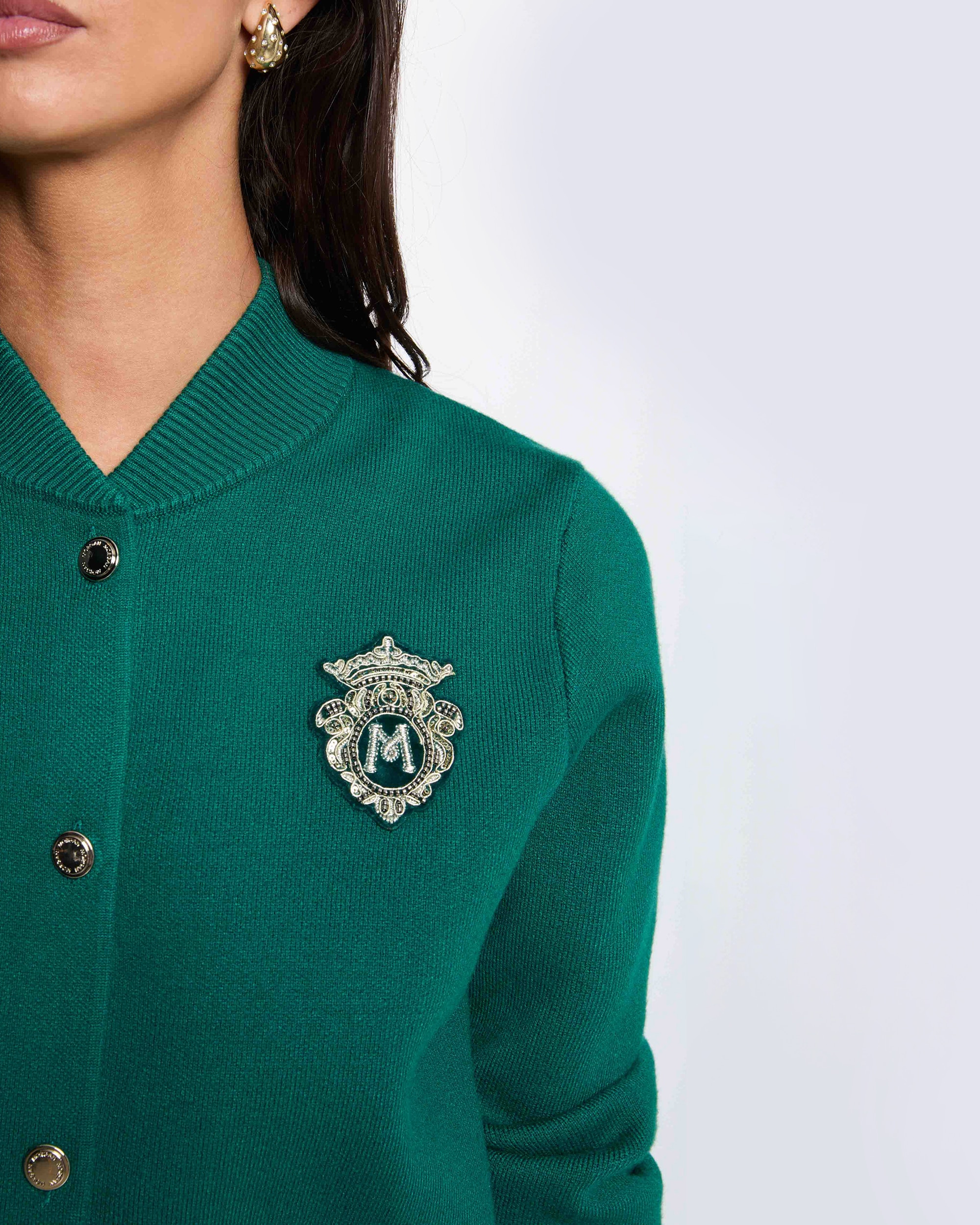 Cárdigan de mujer con logo bordado - Morgan - Verde Verde-4