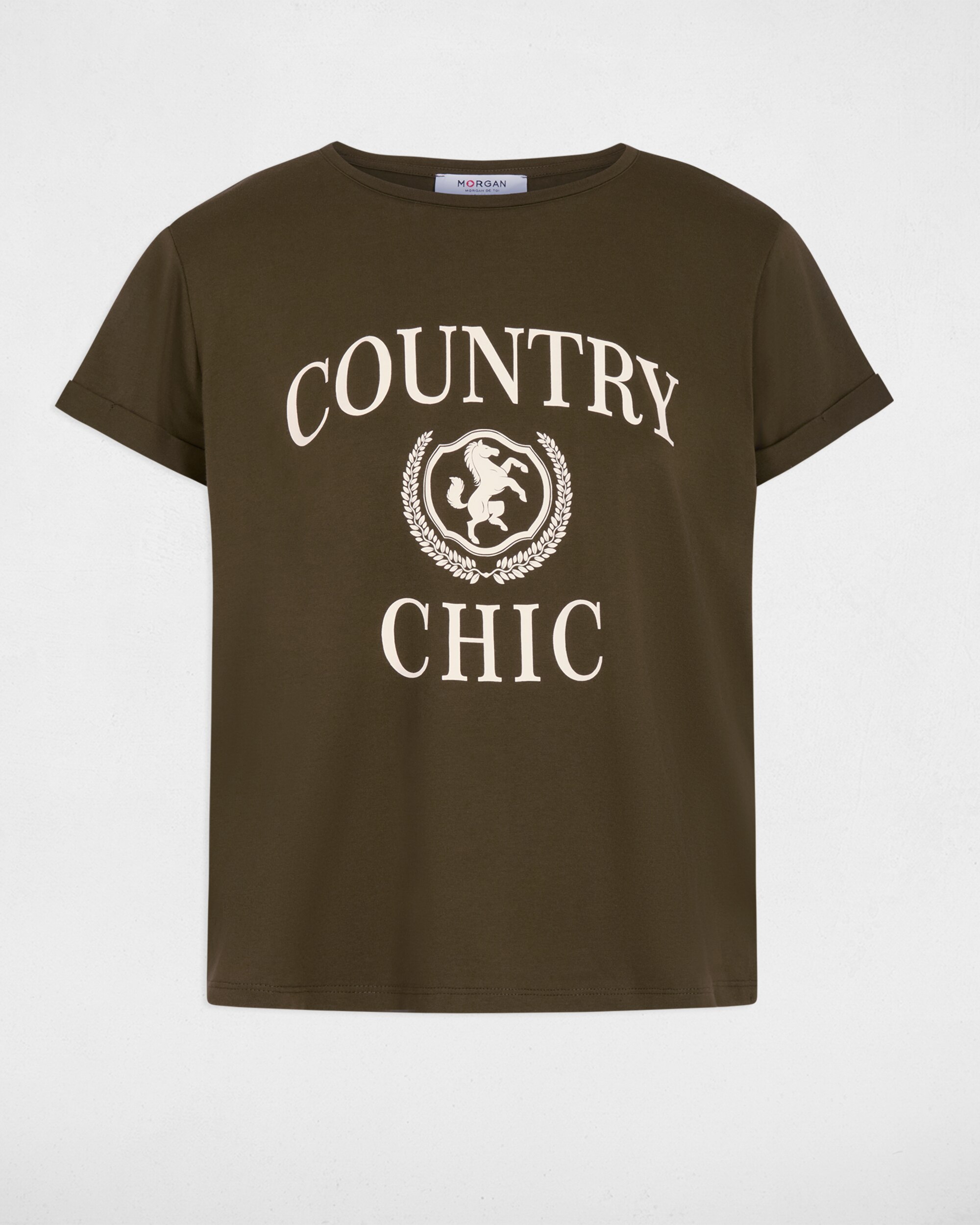 Camiseta de mujer con manga corta - Morgan - Verde militar Verde militar-5