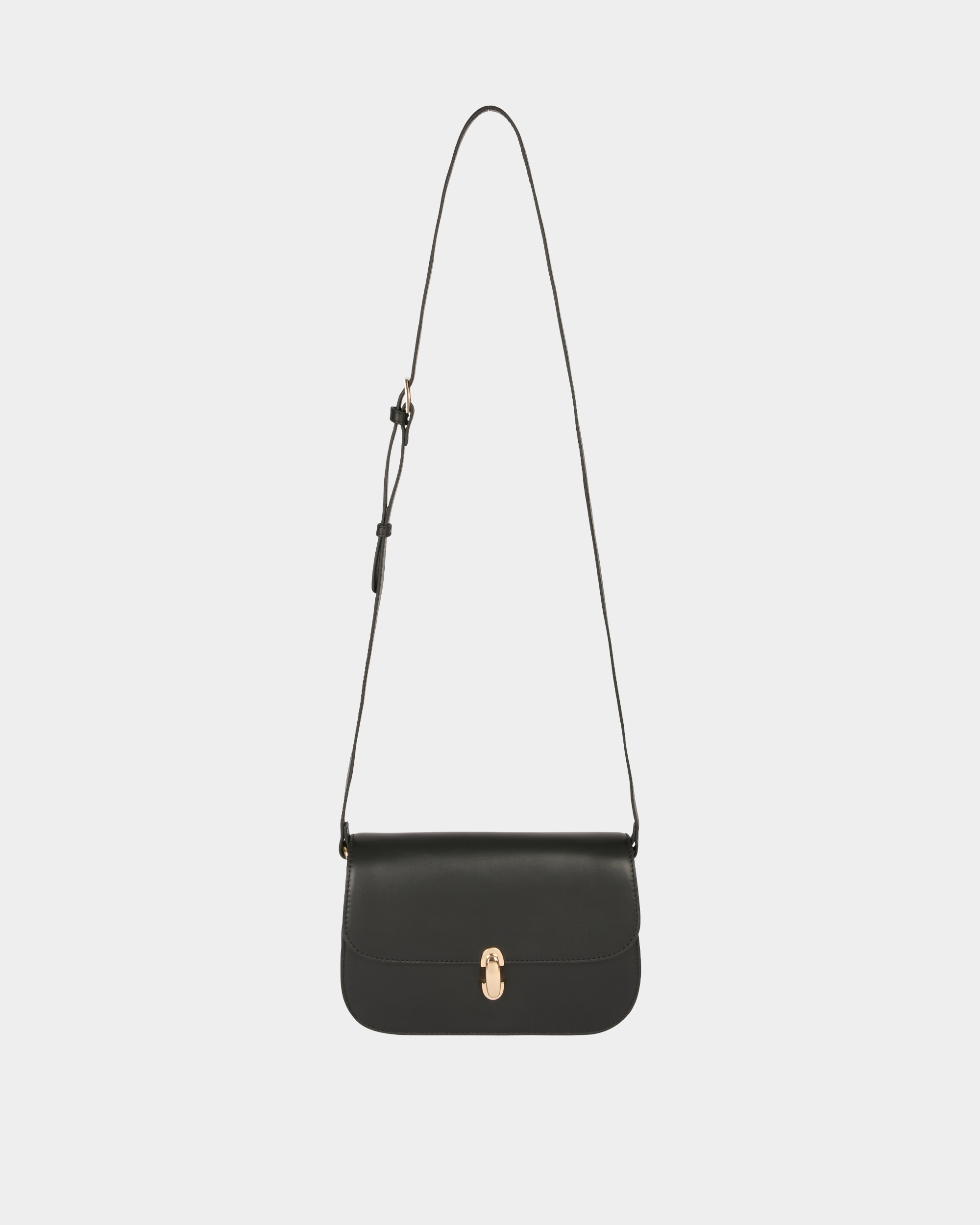 Imagen 0 de Bolso bandolera de piel con cierre a contraste Negro