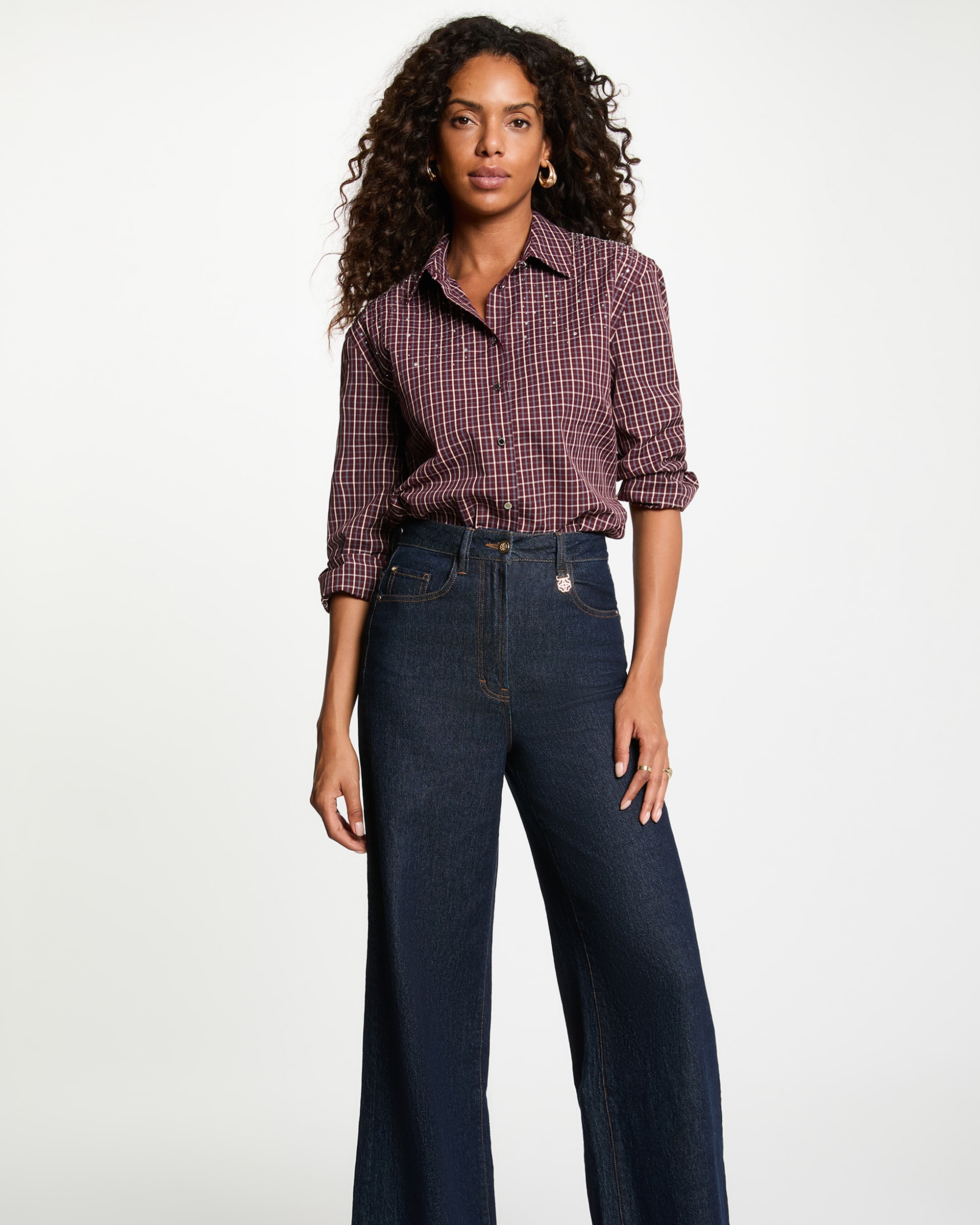 Imagen 1 de Camisa de mujer con pedrería - Morgan - Burdeos Burdeos