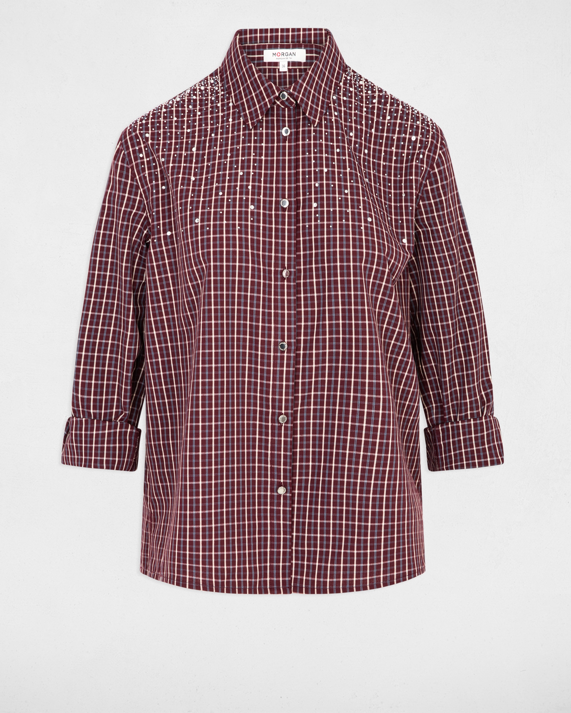 Imagen 5 de Camisa de mujer con pedrería - Morgan - Burdeos Burdeos