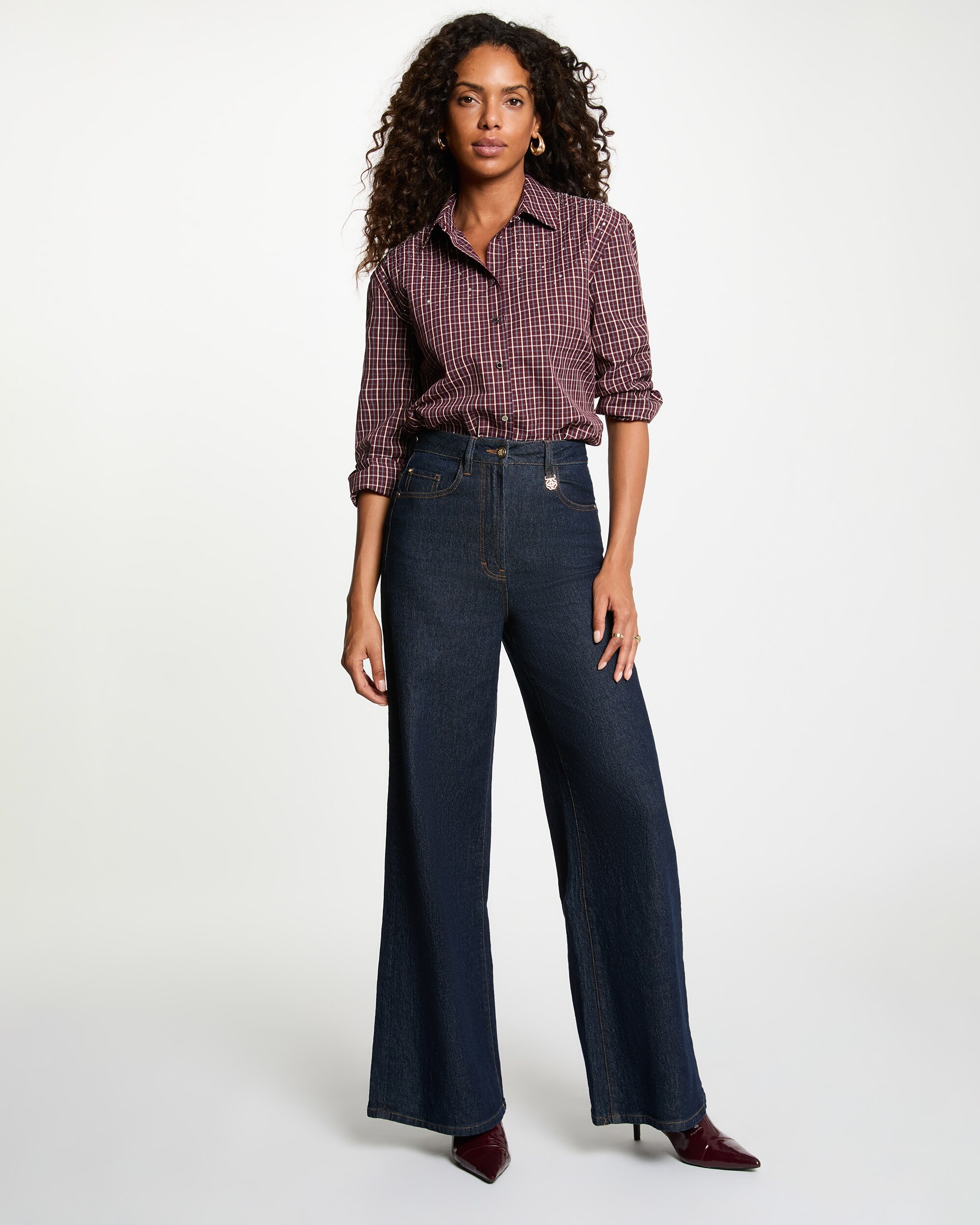 Imagen 3 de Camisa de mujer con pedrería - Morgan - Burdeos Burdeos