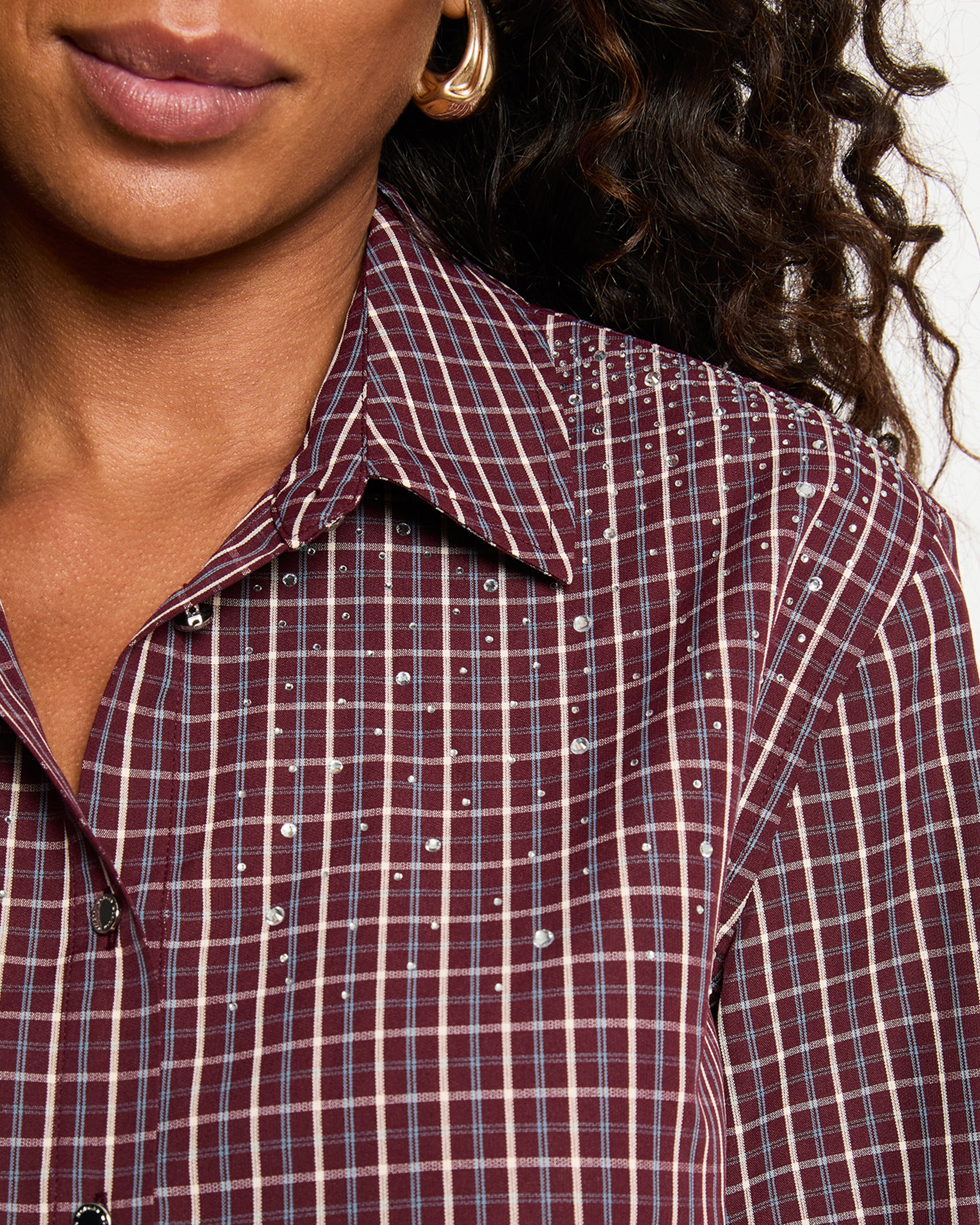 Imagen 4 de Camisa de mujer con pedrería - Morgan - Burdeos Burdeos