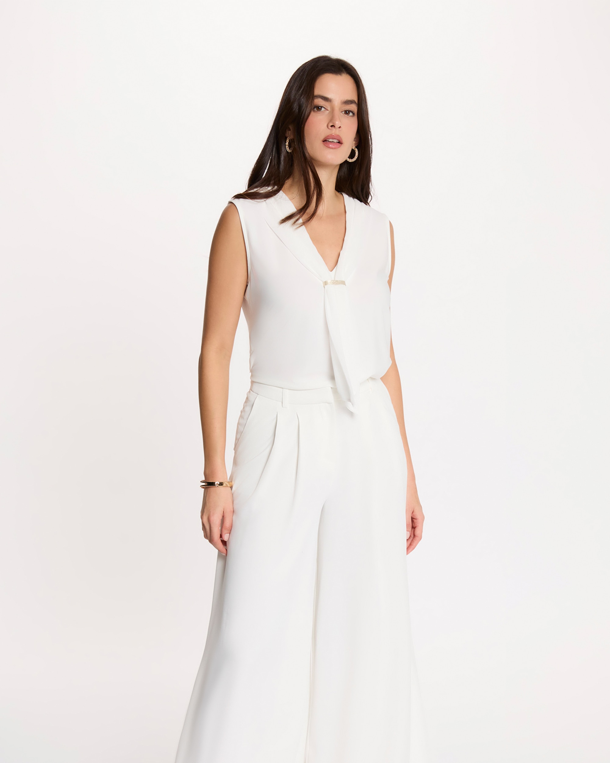 Morgan - Camiseta de mujer con cuello con lazo.