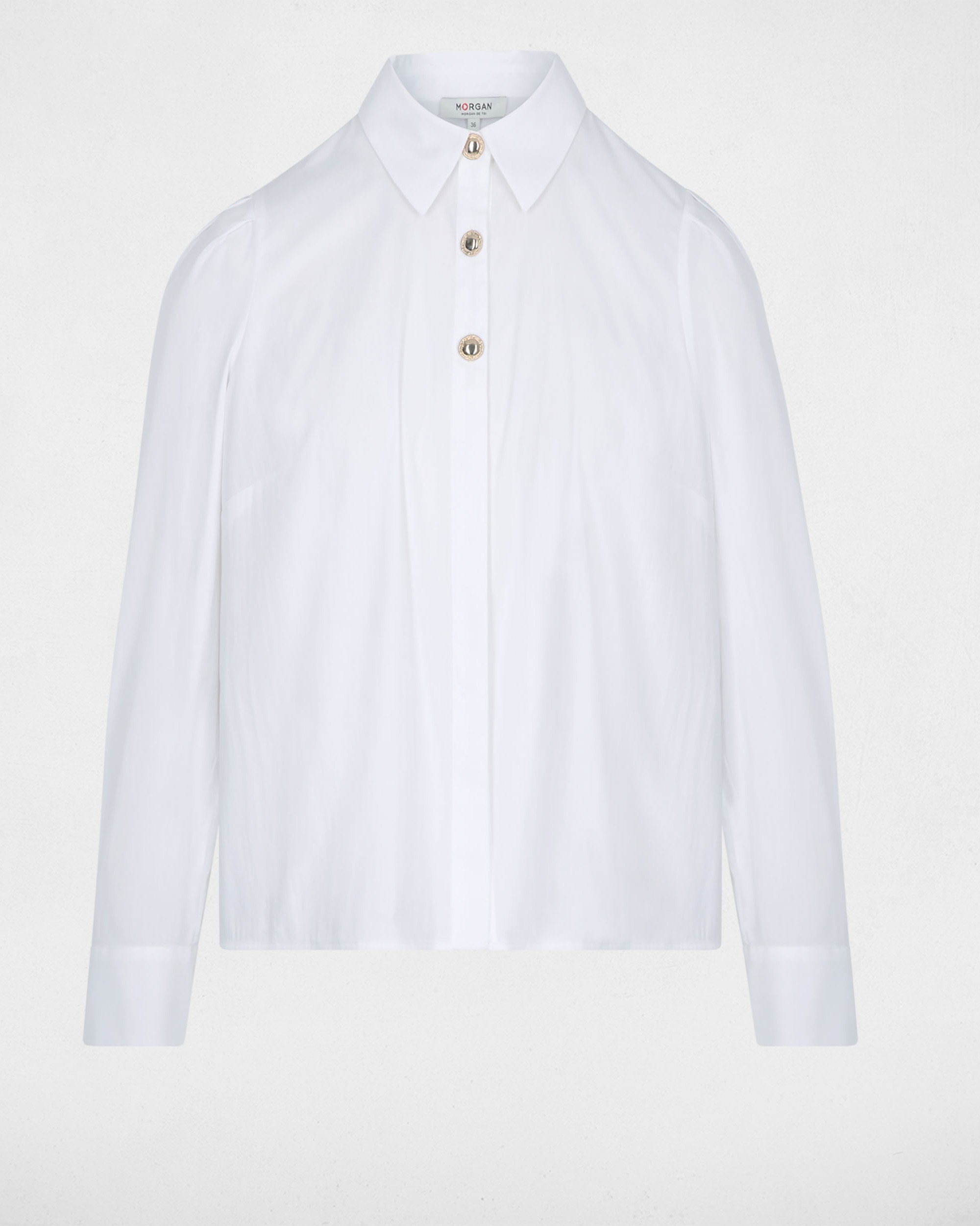 Camisa de mujer con botones a contraste - Morgan - Blanco Blanco-5