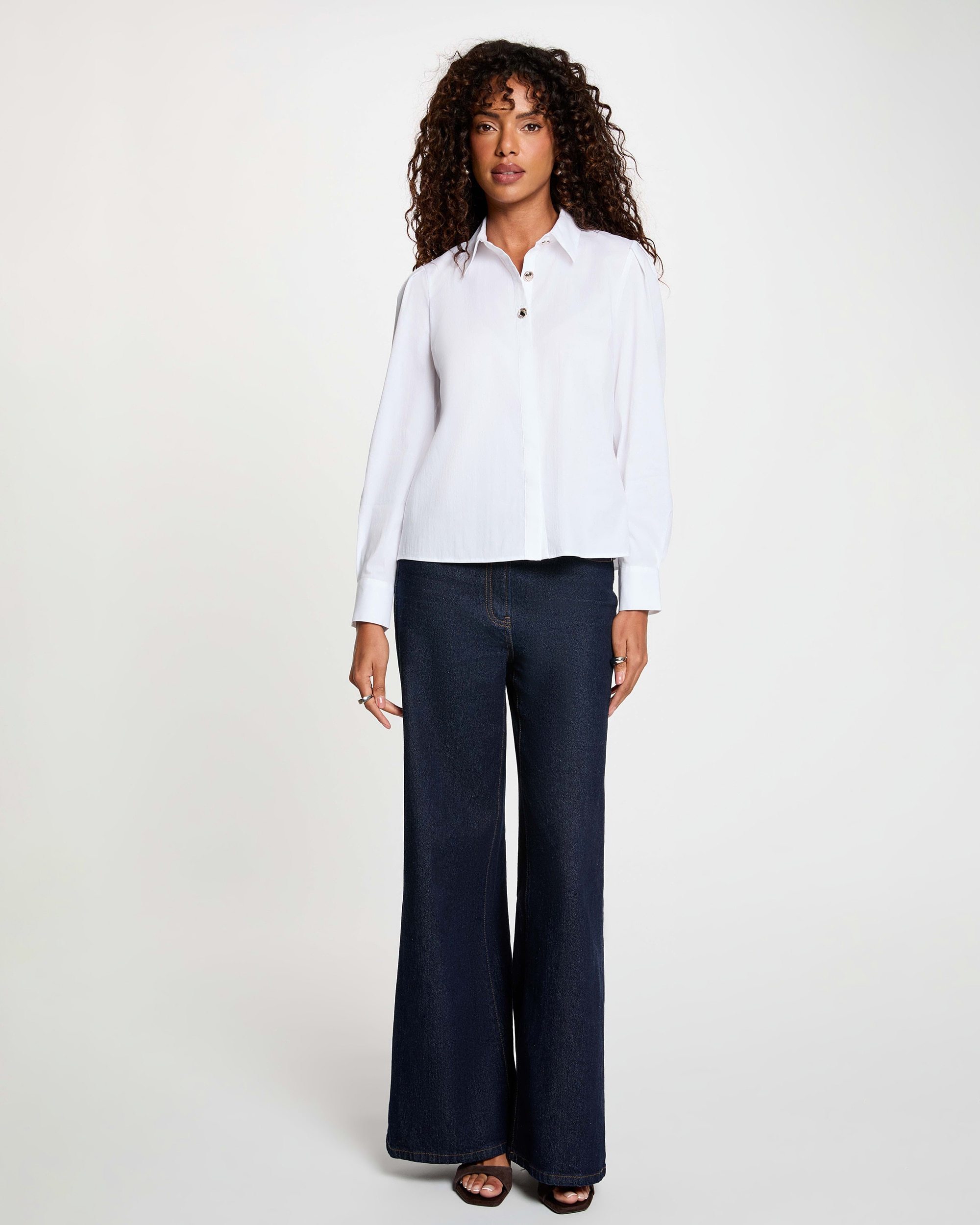 Camisa de mujer con botones a contraste - Morgan - Blanco Blanco-3