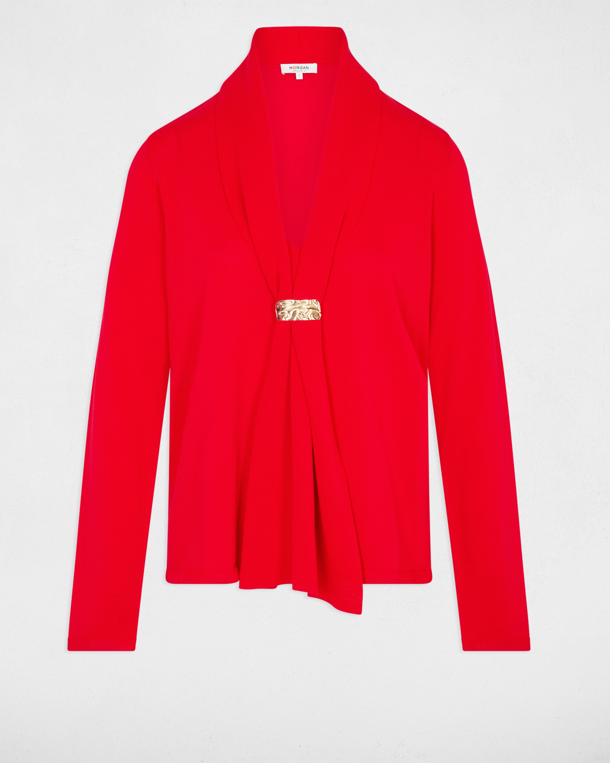 Cárdigan de mujer con detalle de joya - Morgan - Rojo Rojo-5