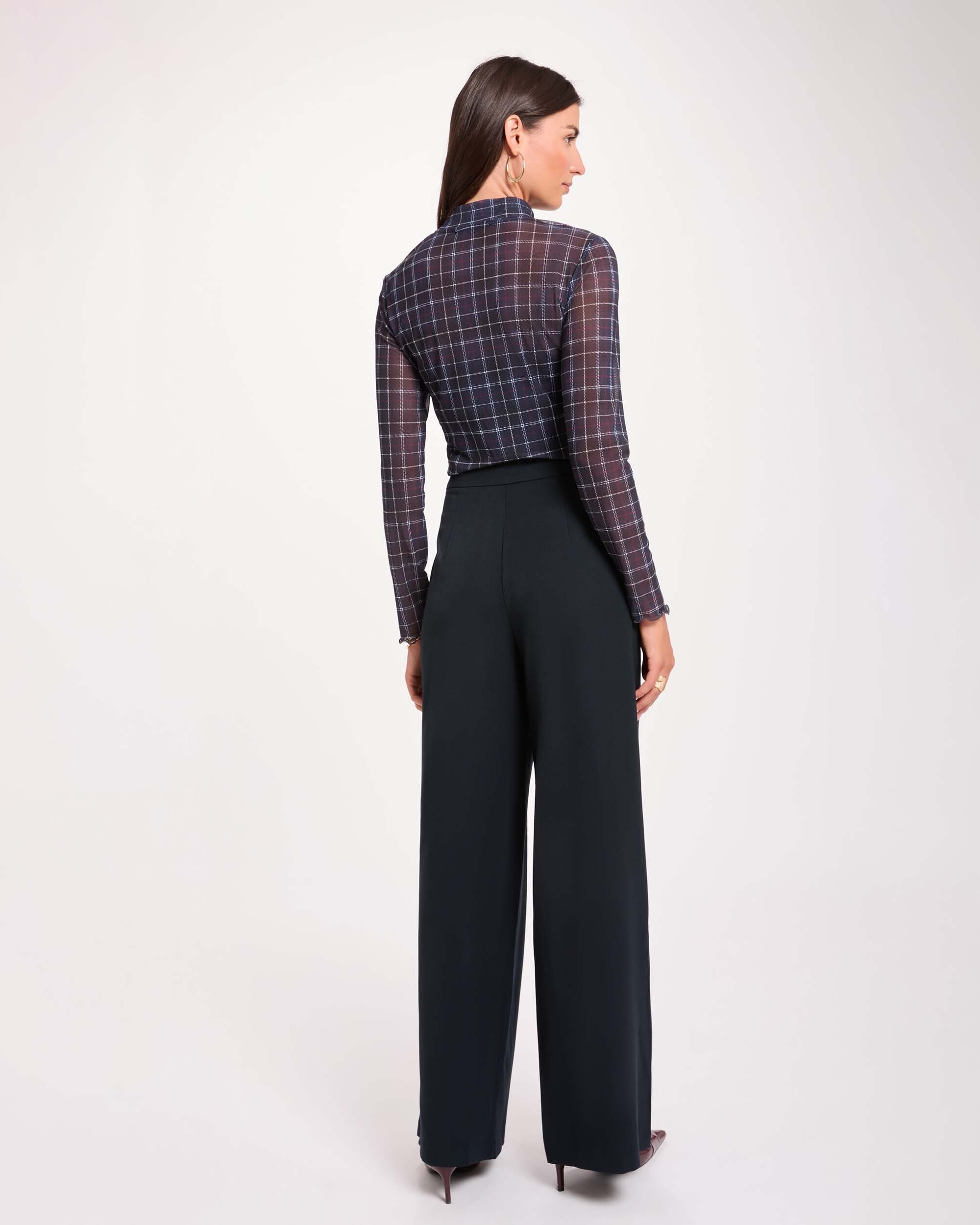 Pantalones anchos de mujer con pinzas - Morgan - Azul marino Azul marino-2
