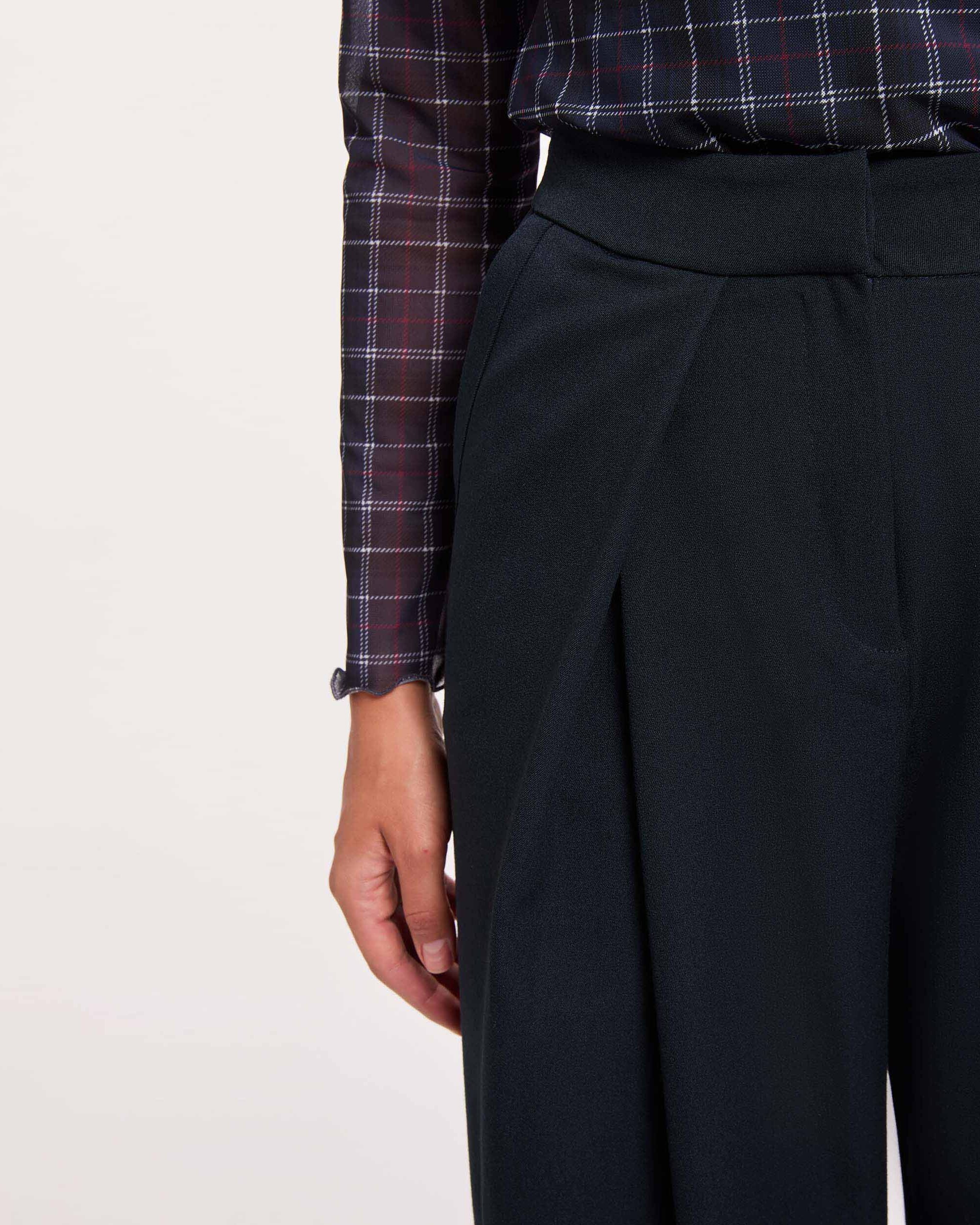 Pantalones anchos de mujer con pinzas - Morgan - Azul marino Azul marino-4