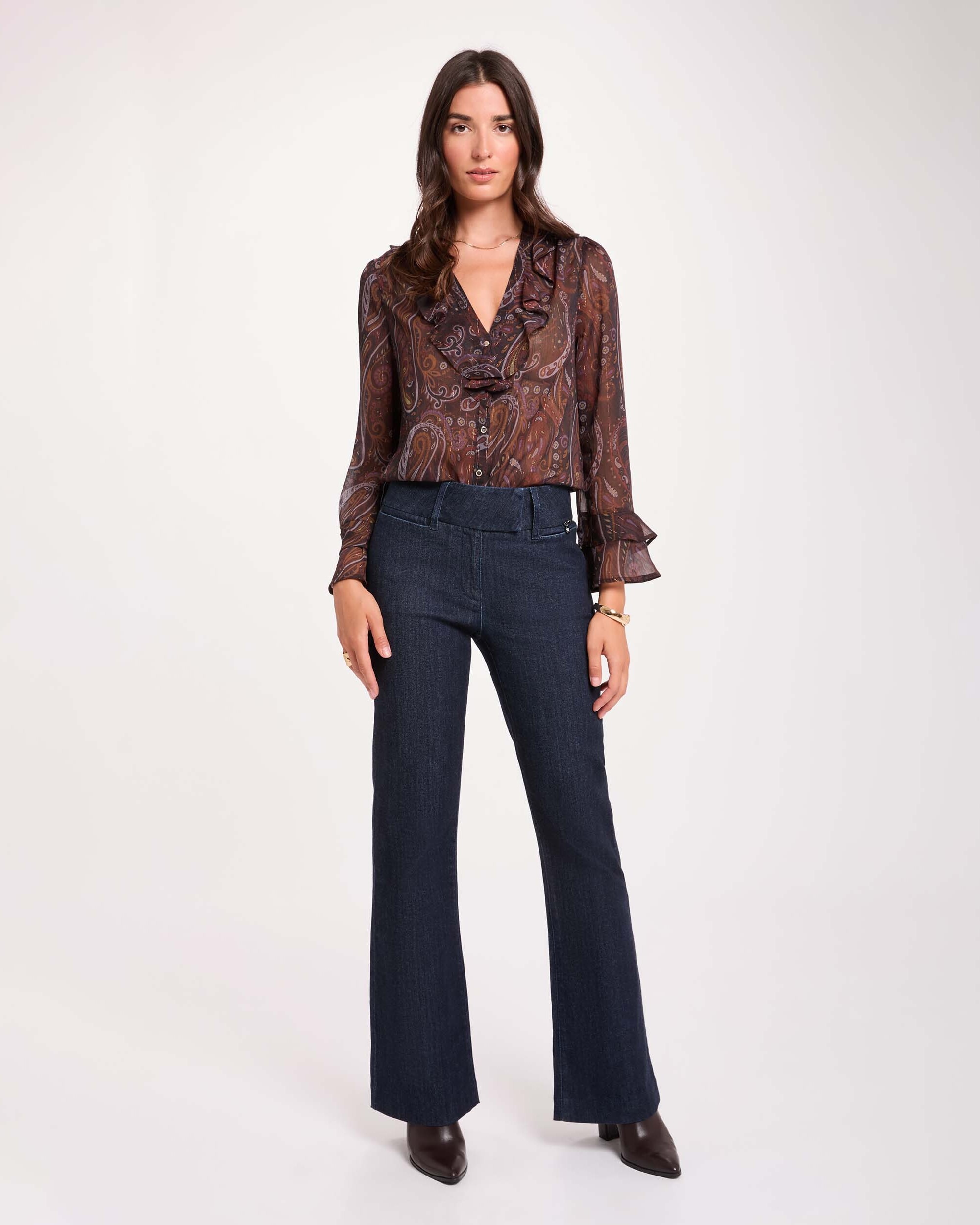 Imagen 0 de Pantalones de campana de mujer de tiro alto Azul denim