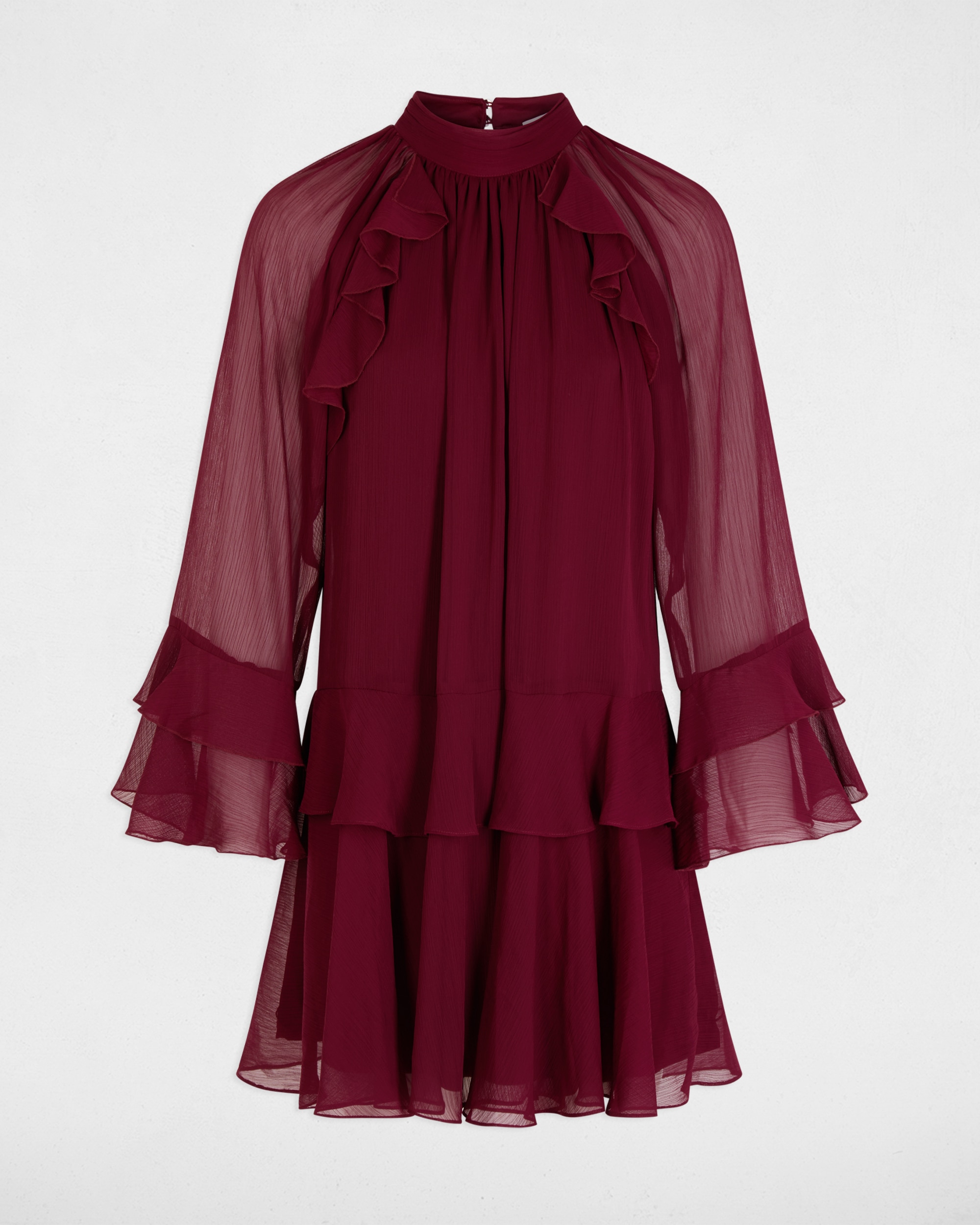 Vestido corto con volantes - Morgan - Ciruela Ciruela-5