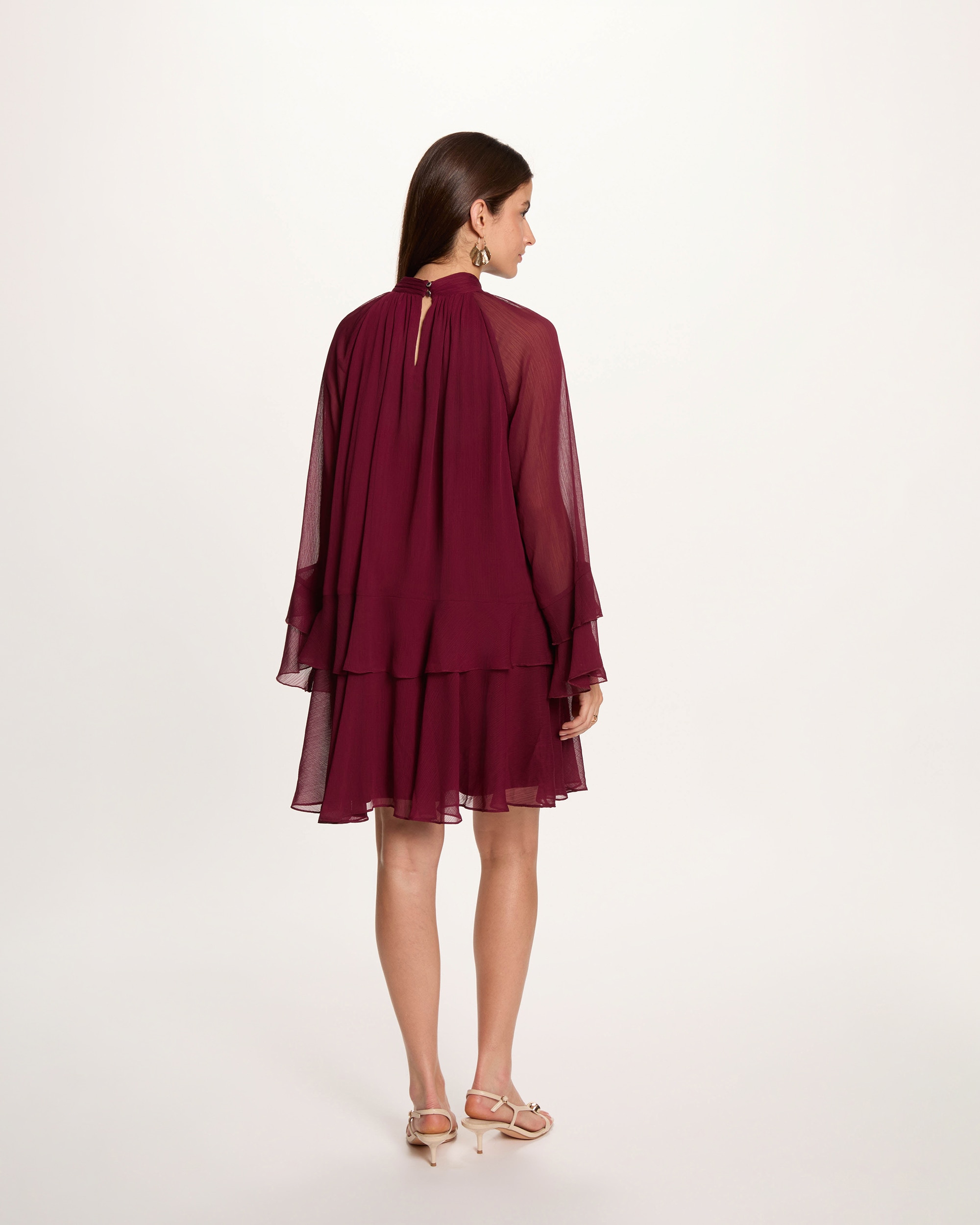 Vestido corto con volantes - Morgan - Ciruela Ciruela-2