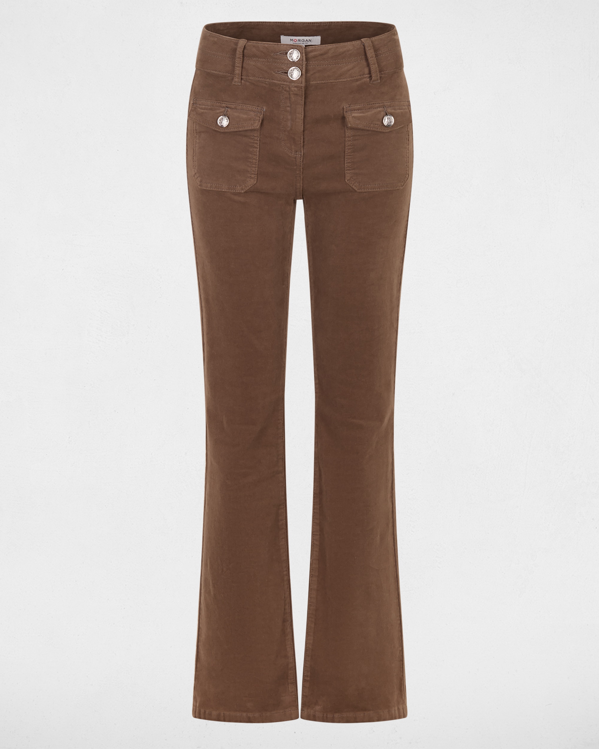 Pantalones rectos de mujer con bolsillos - Morgan - Marrón Marrón-5