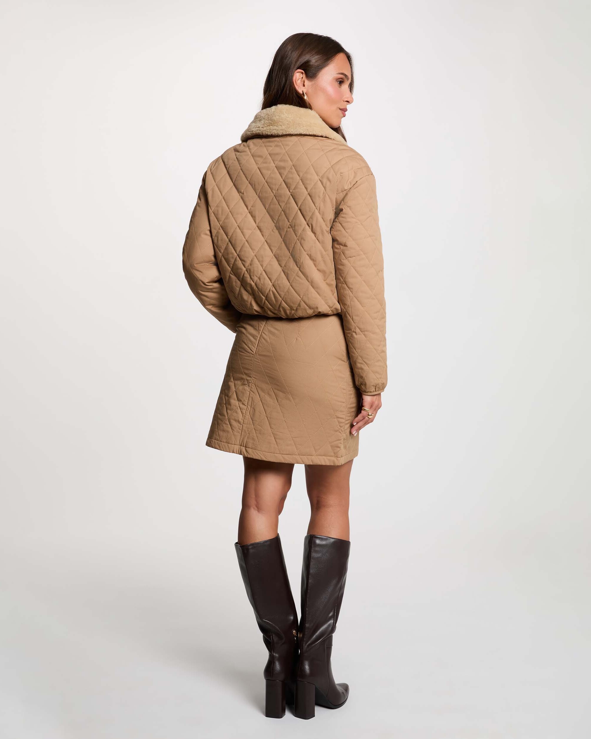 Chaqueta de mujer con cuello de pelo sintético - Morgan - Camel Camel-2