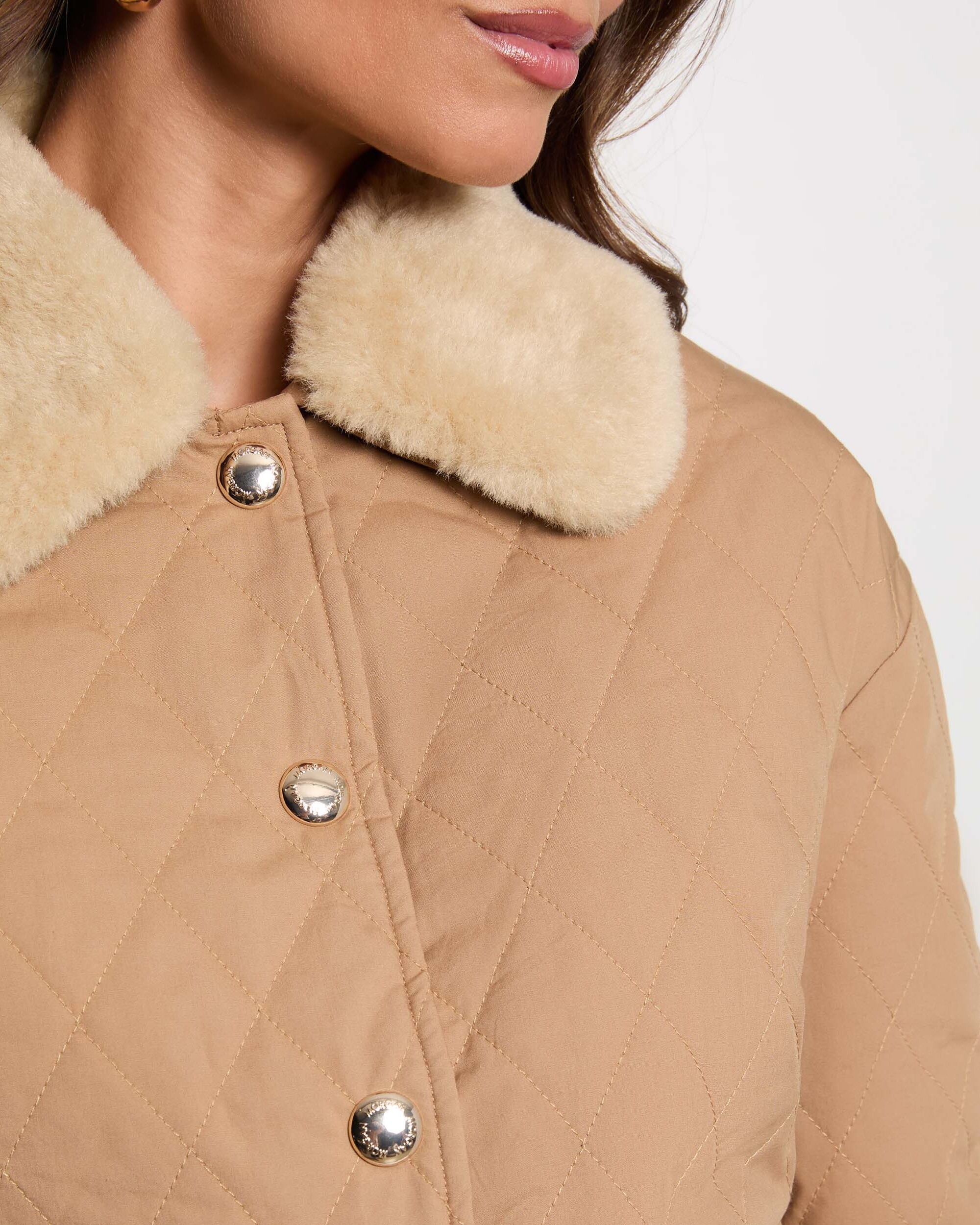 Chaqueta de mujer con cuello de pelo sintético - Morgan - Camel Camel-4