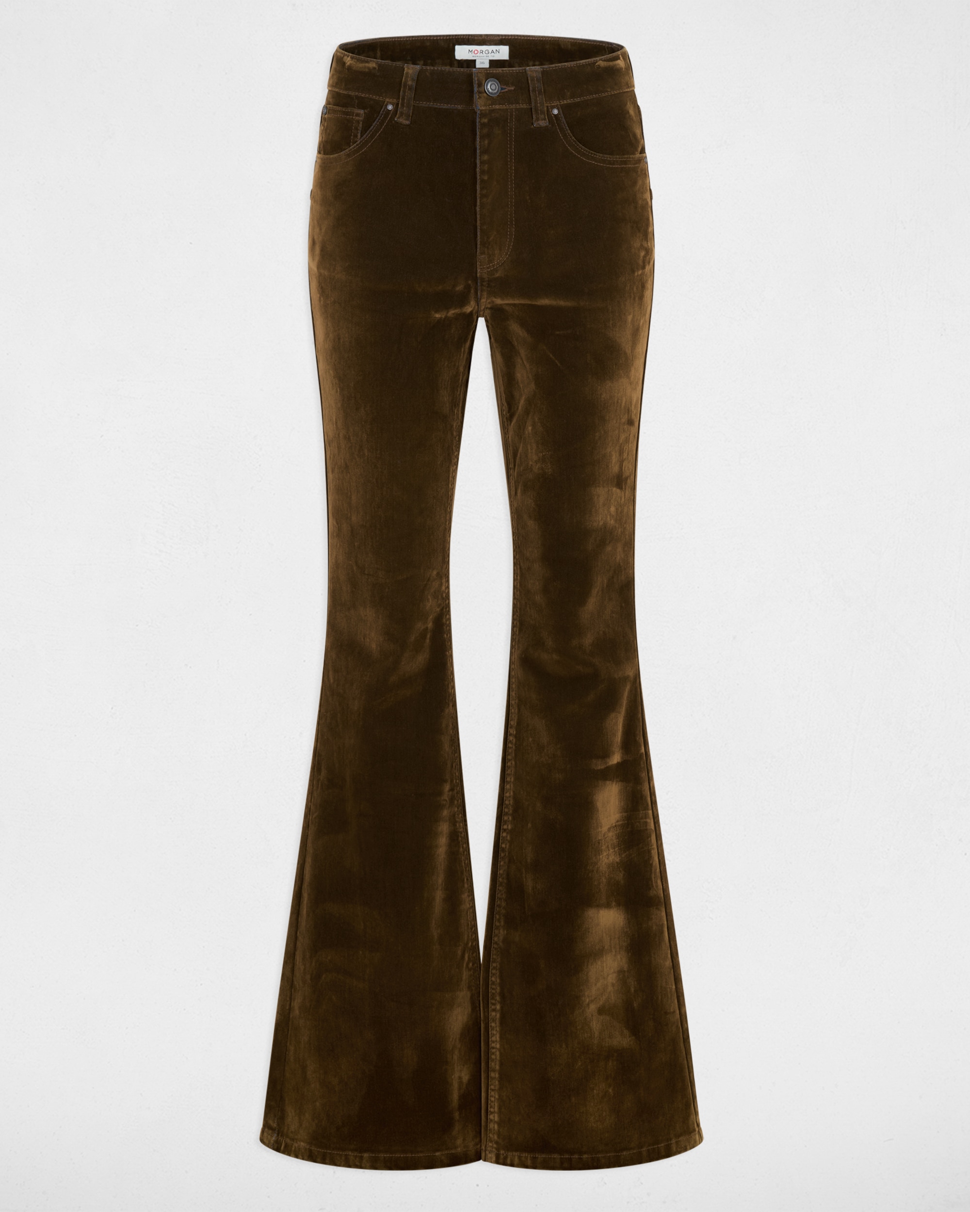 Pantalones de campana de mujer en terciopelo - Morgan - Bronce metalizado Bronce metalizado-5