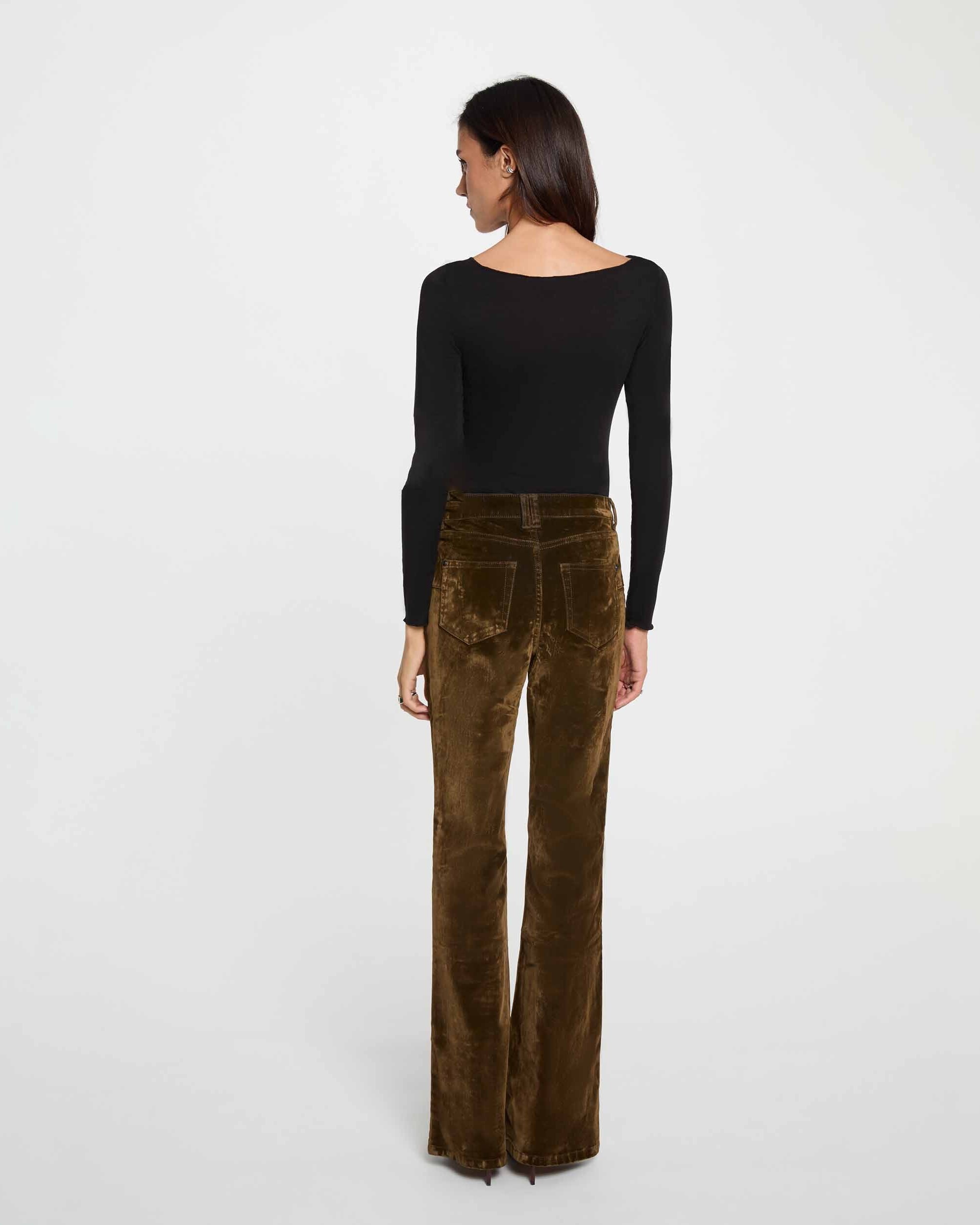 Pantalones de campana de mujer en terciopelo - Morgan - Bronce metalizado Bronce metalizado-2