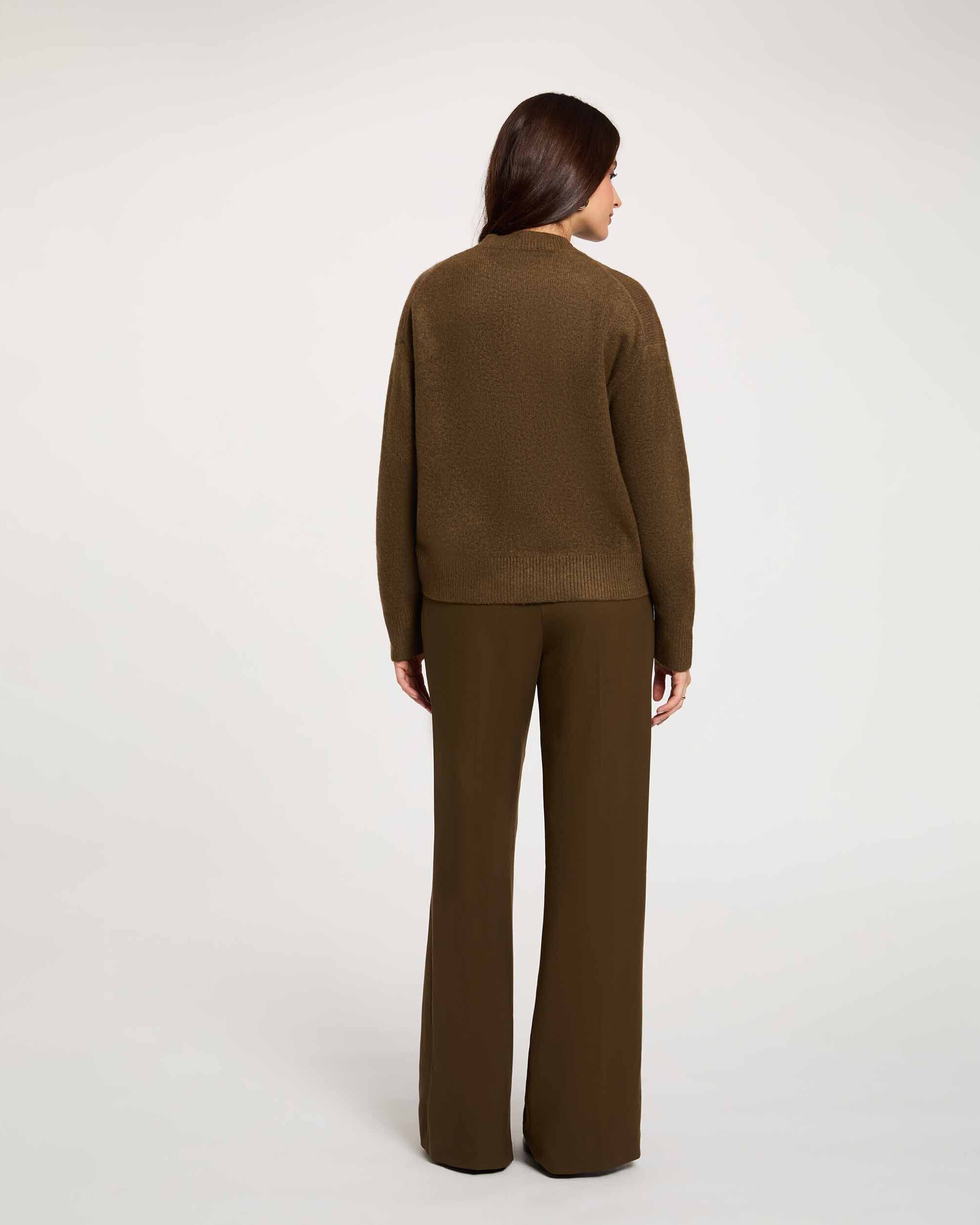 Pantalones anchos de mujer de tiro alto - Morgan - Marrón Marrón-2