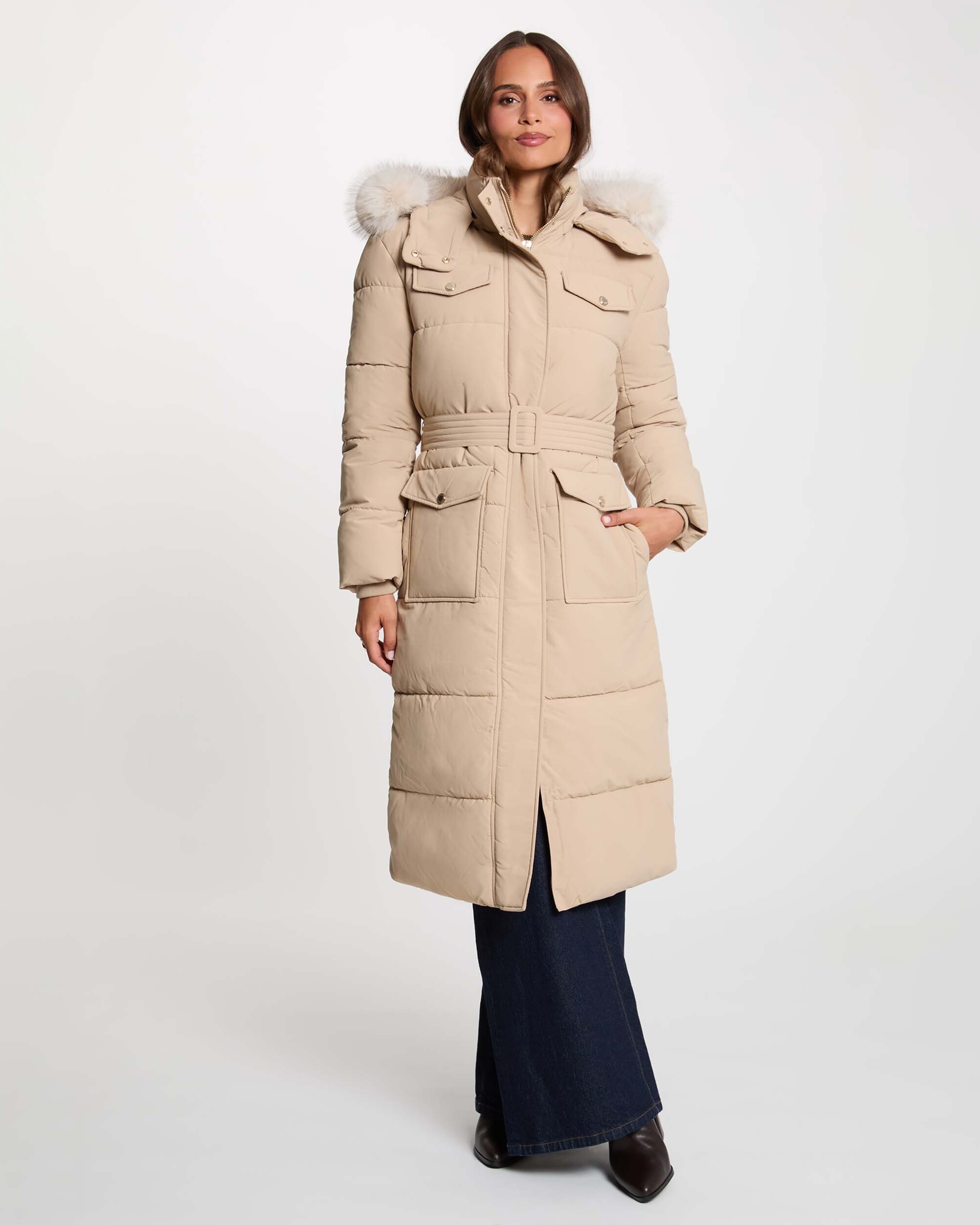 Parka de mujer con capucha - Morgan - Beige Beige-1