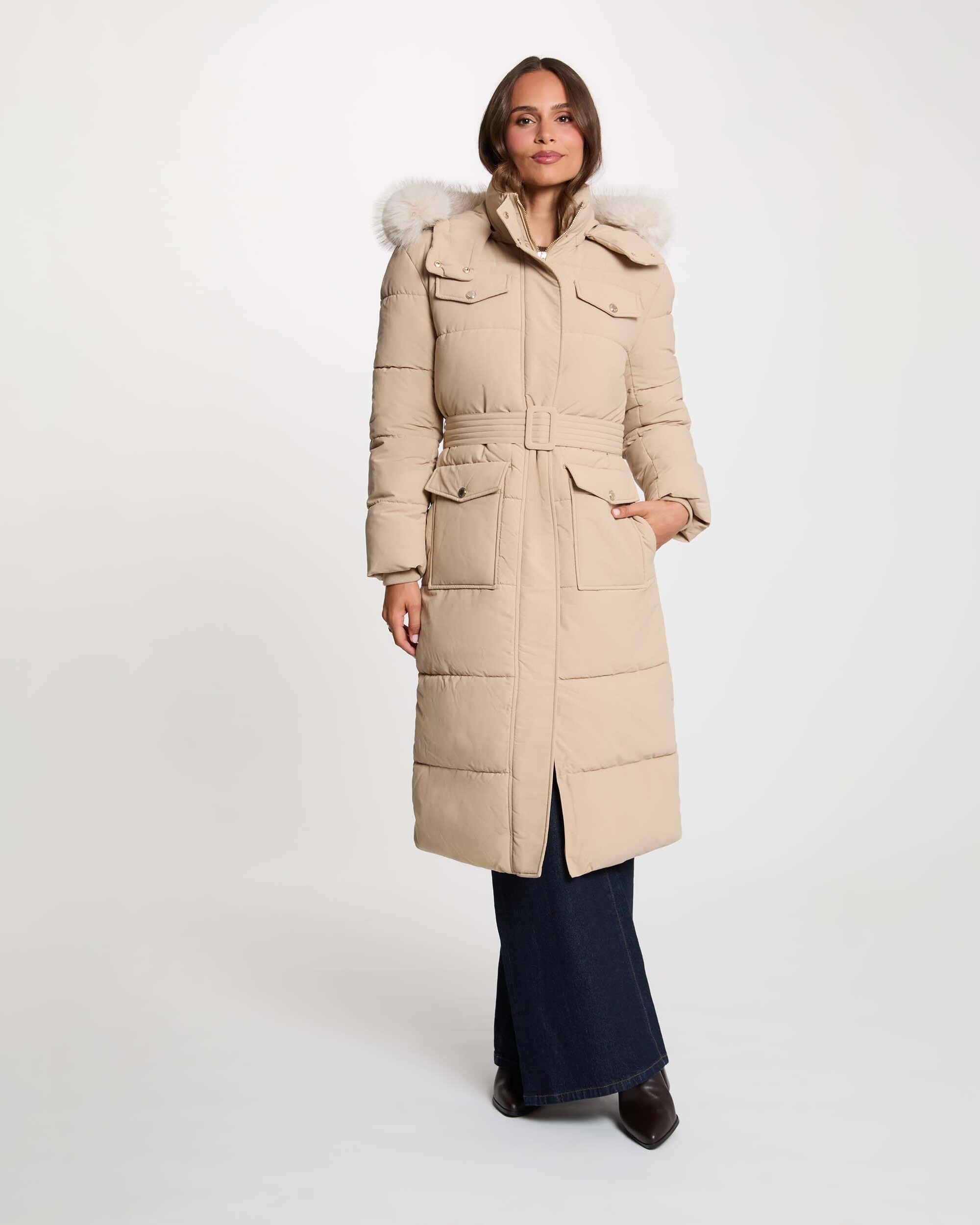 Parka de mujer con capucha - Morgan - Beige Beige-3