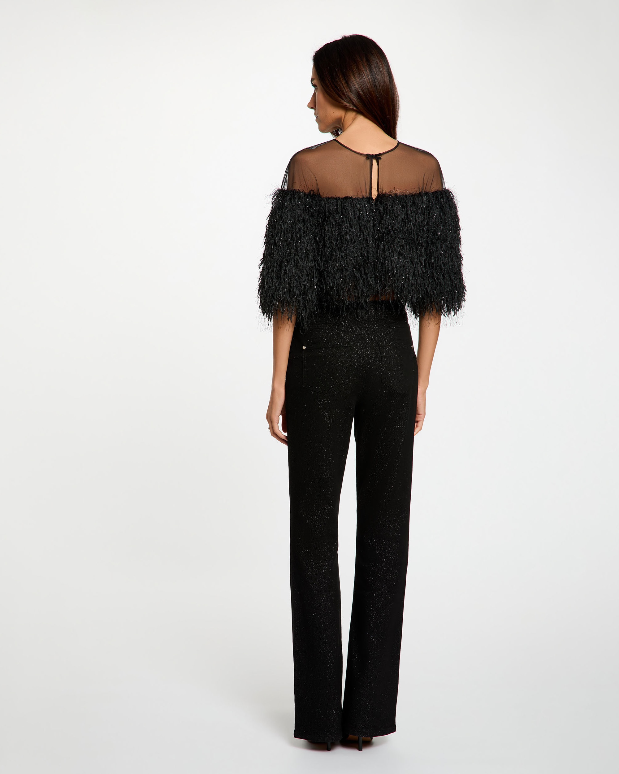 Imagen 2 de Pantalones de campana de mujer con hilo metalizado - Morgan - Negro Negro