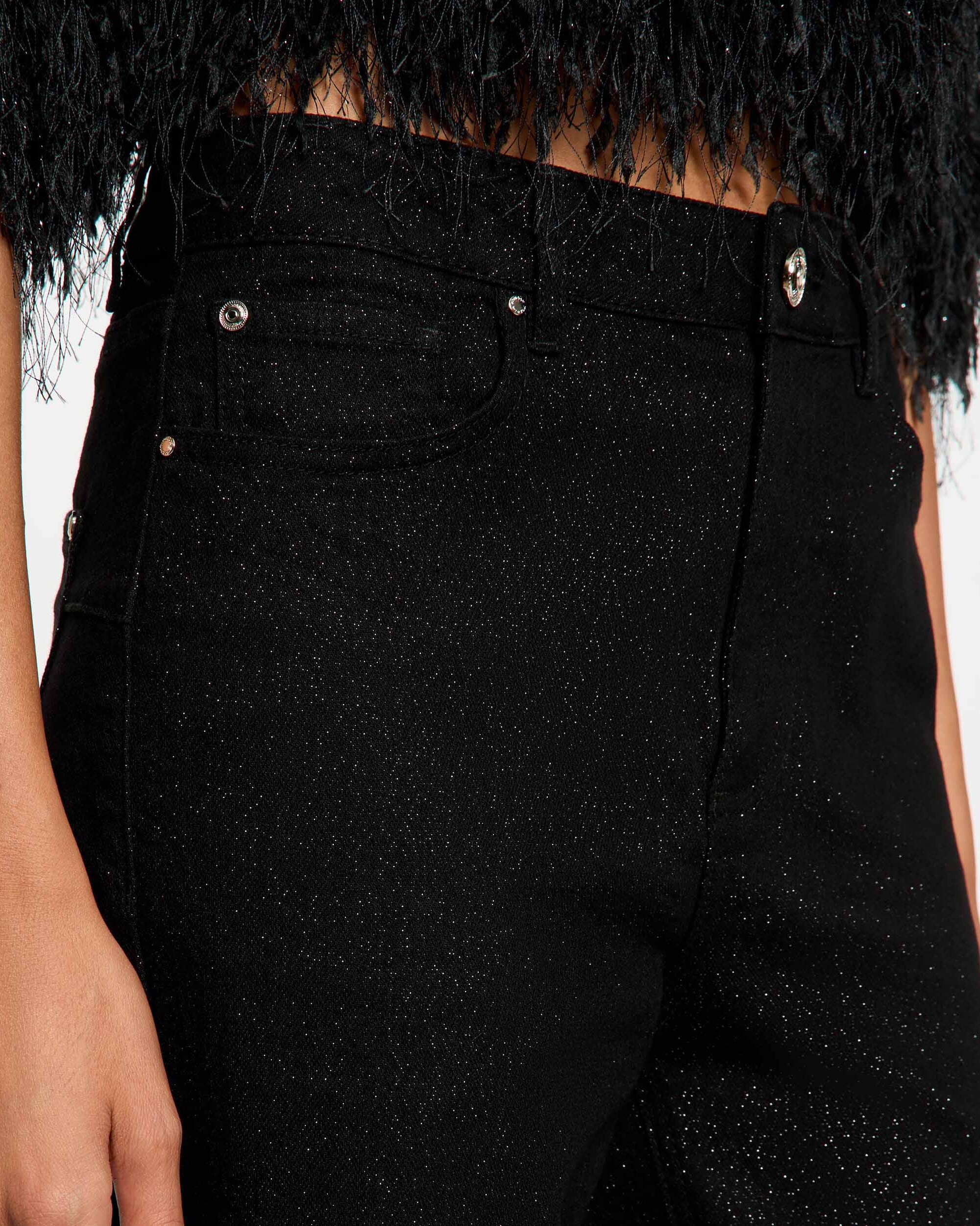 Imagen 4 de Pantalones de campana de mujer con hilo metalizado - Morgan - Negro Negro