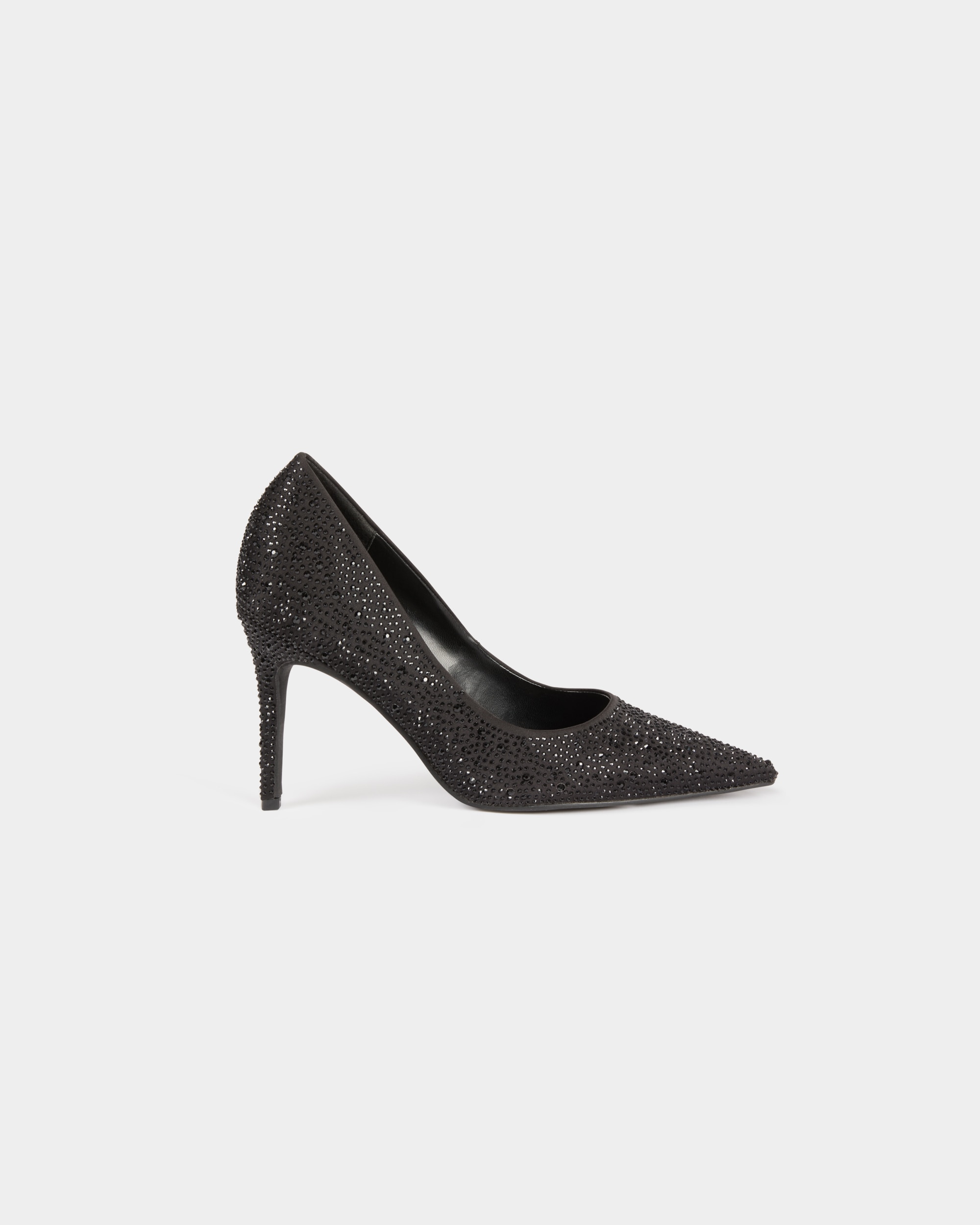 Zapato de tacón de mujer satinado con strass - Morgan - Negro Negro-1