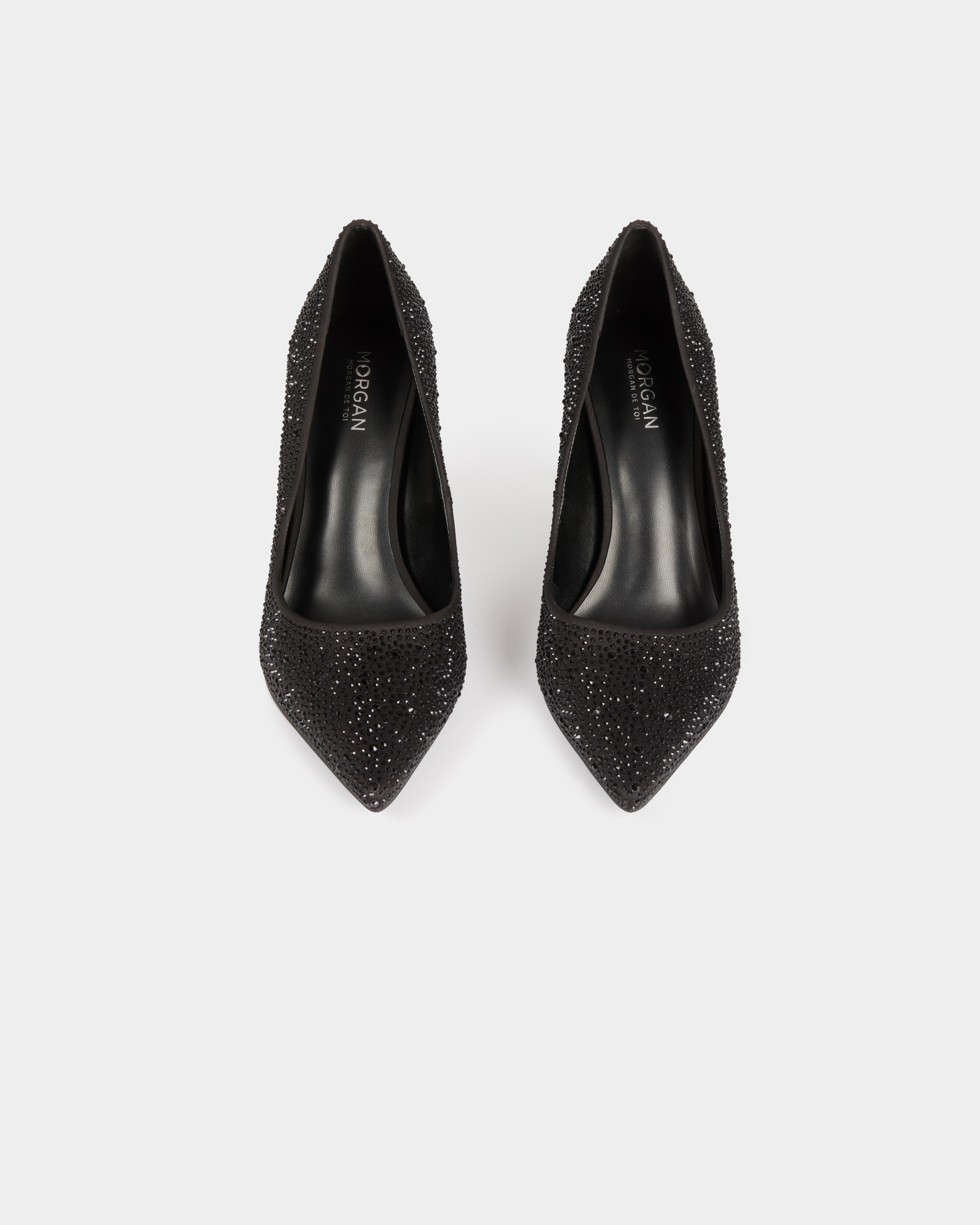 Zapato de tacón de mujer satinado con strass - Morgan - Negro Negro-3