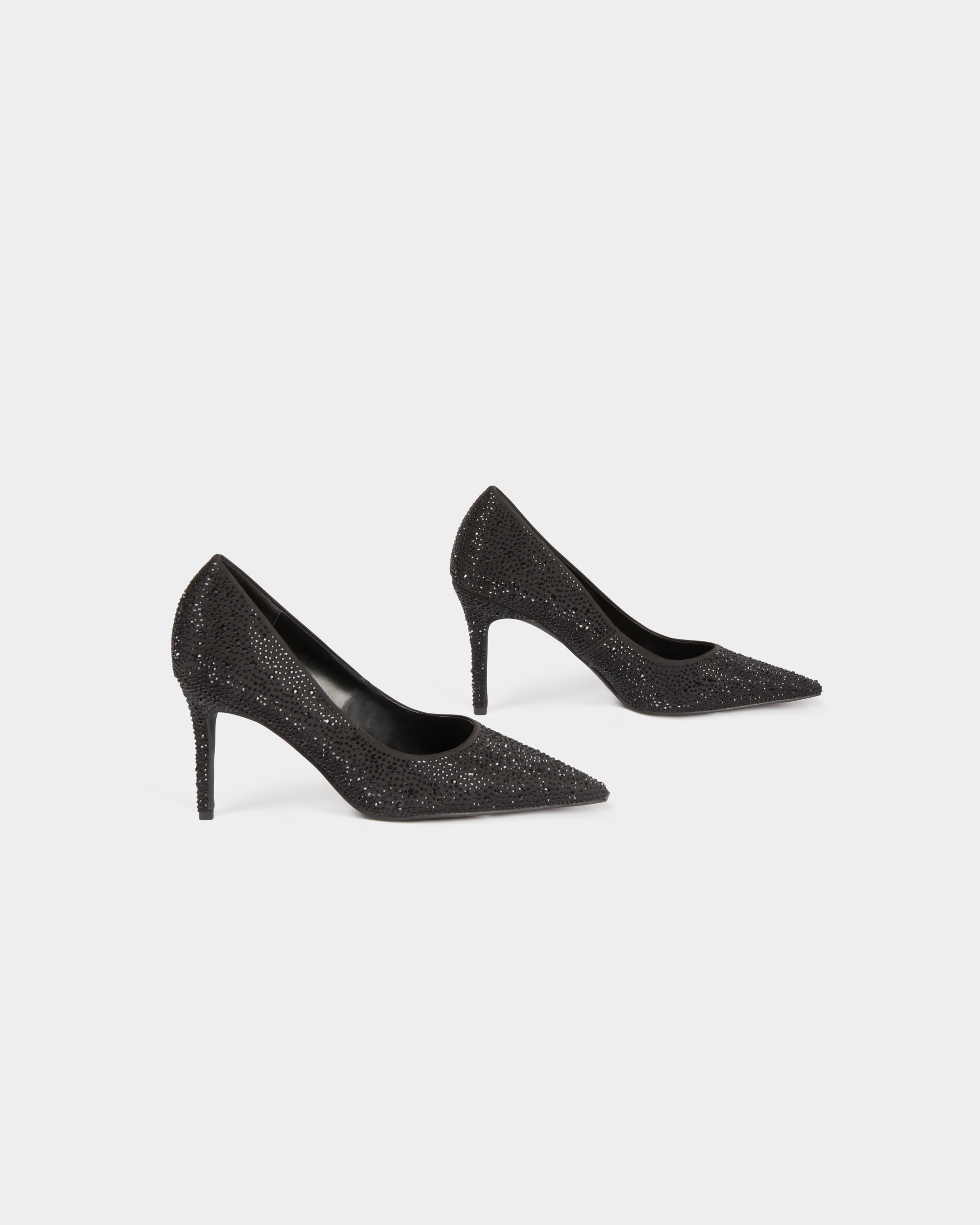 Zapato de tacón de mujer satinado con strass - Morgan - Negro Negro-4