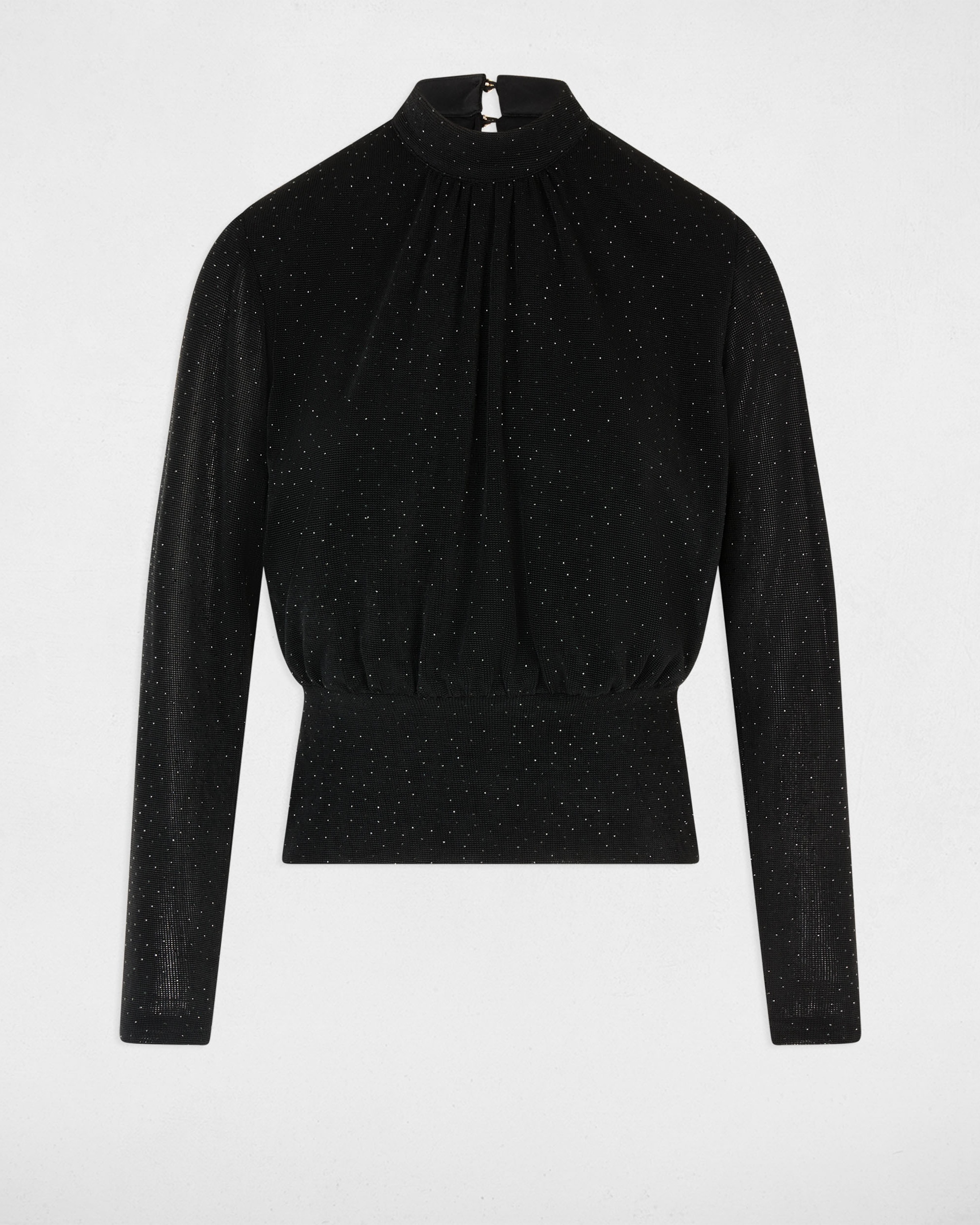 Imagen 5 de Camiseta de mujer con cuello alto y detalles de strass - Morgan - Negro Negro