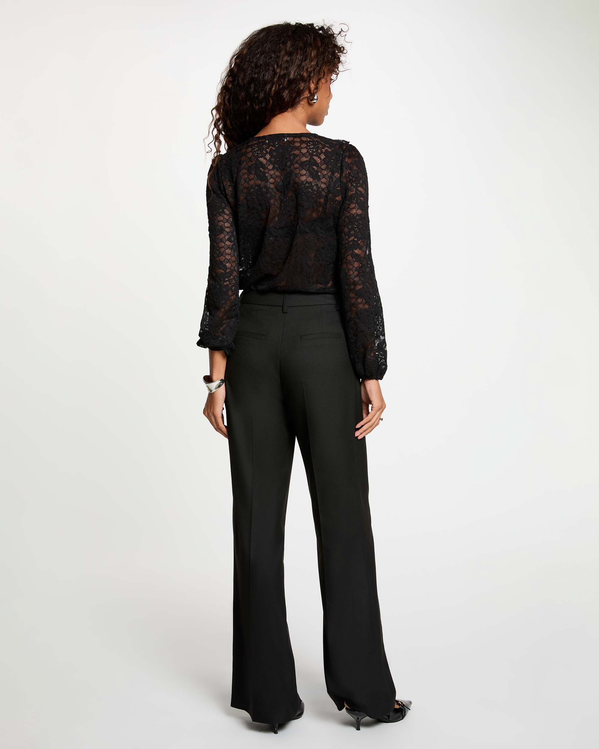 Camiseta de mujer con detalles de encaje - Morgan - Negro Negro-2