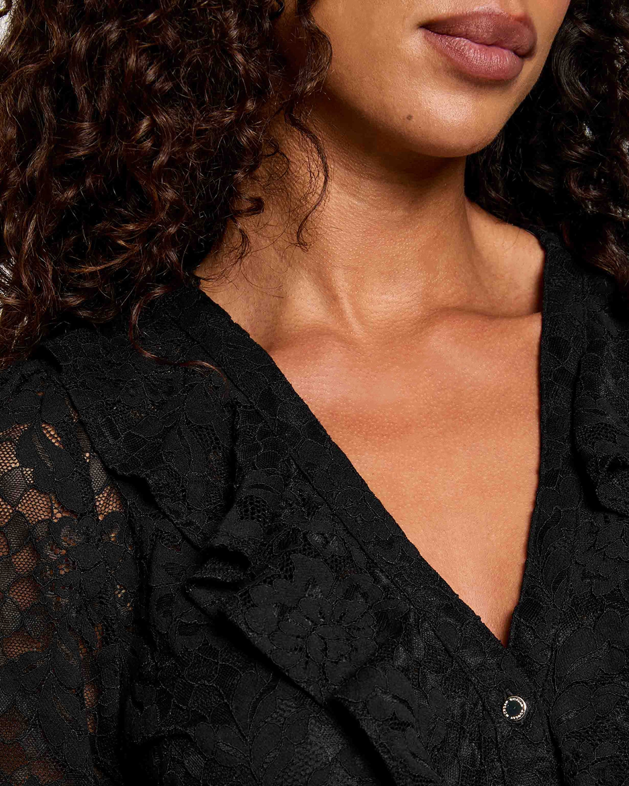 Camiseta de mujer con detalles de encaje - Morgan - Negro Negro-4