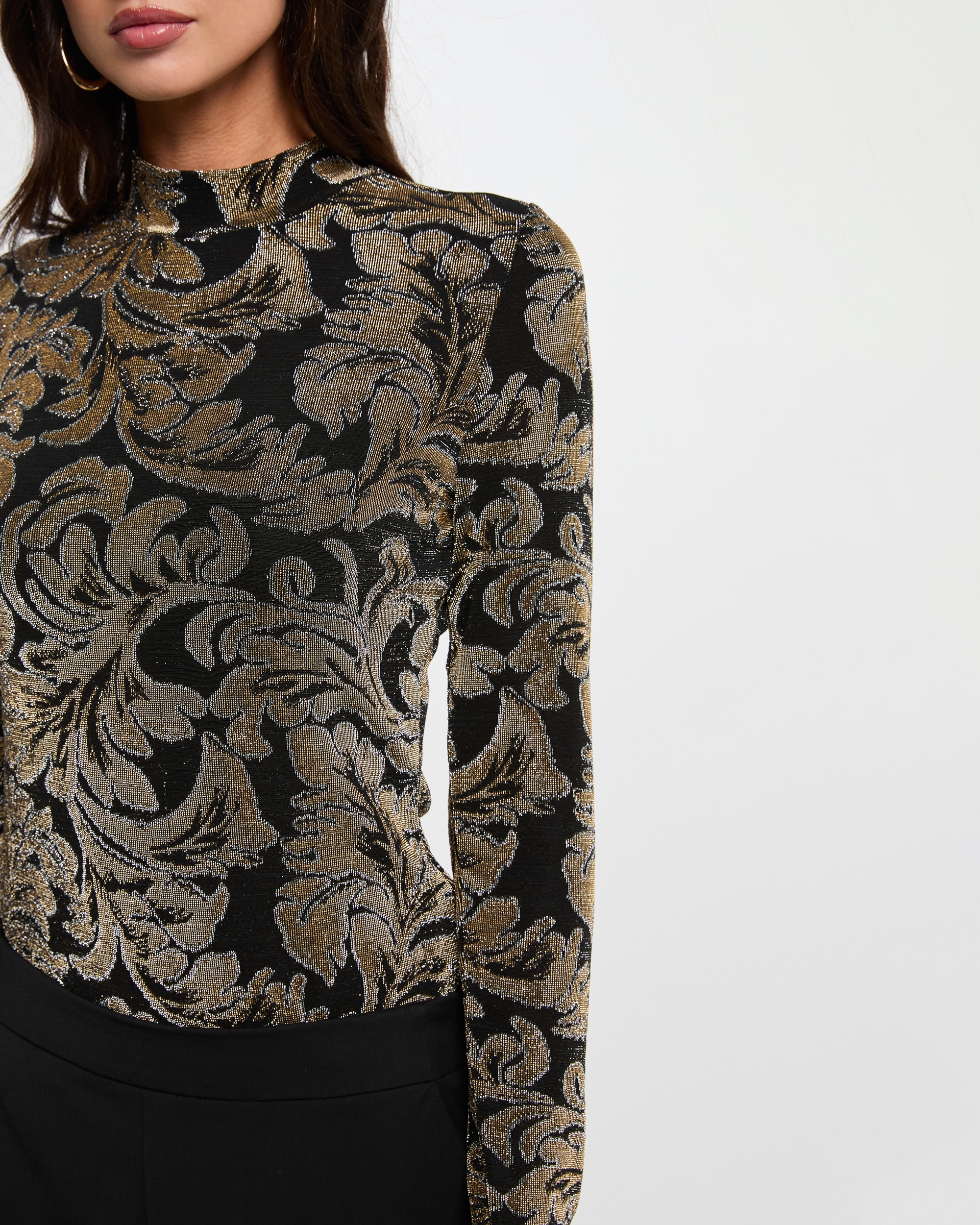 Camiseta de mujer con cuello alto - Morgan - Negro Negro-4