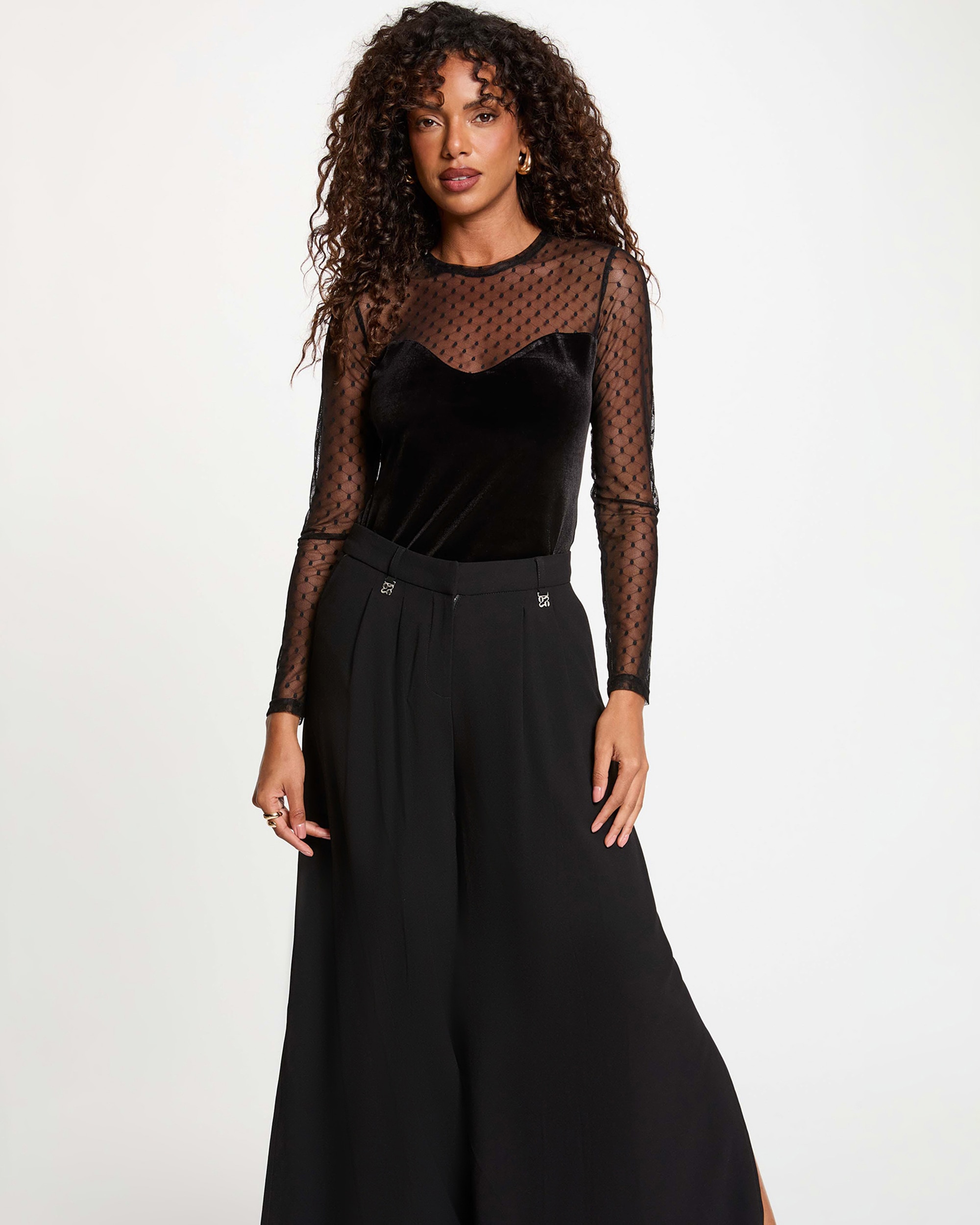 Camiseta de mujer con escote pico - Morgan - Negro Negro-1