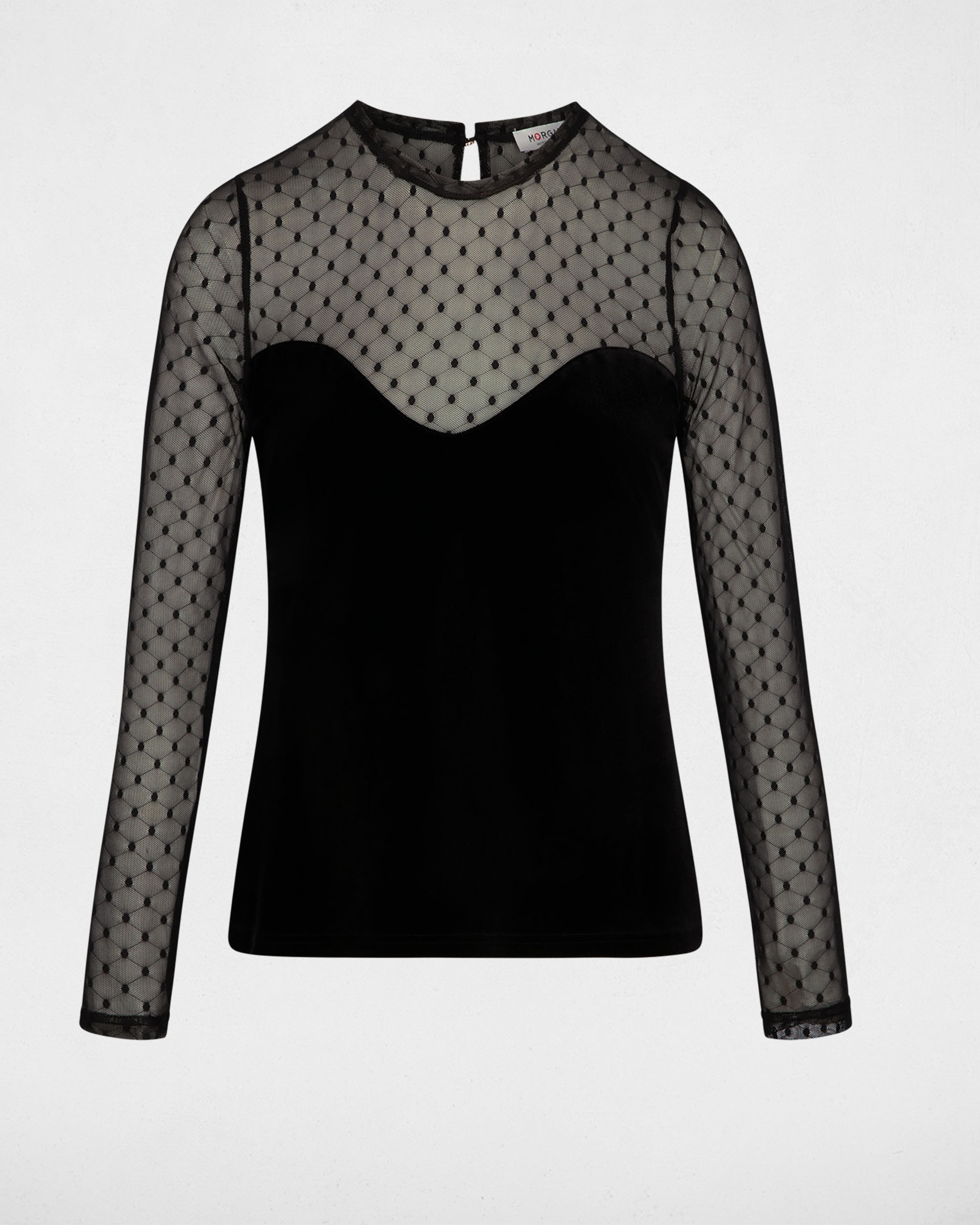 Camiseta de mujer con escote pico - Morgan - Negro Negro-5