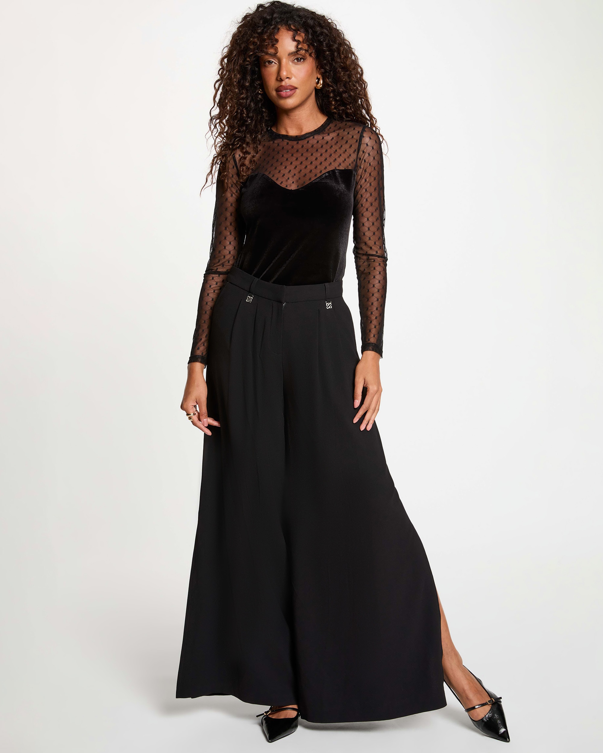 Camiseta de mujer con escote pico - Morgan - Negro Negro-3
