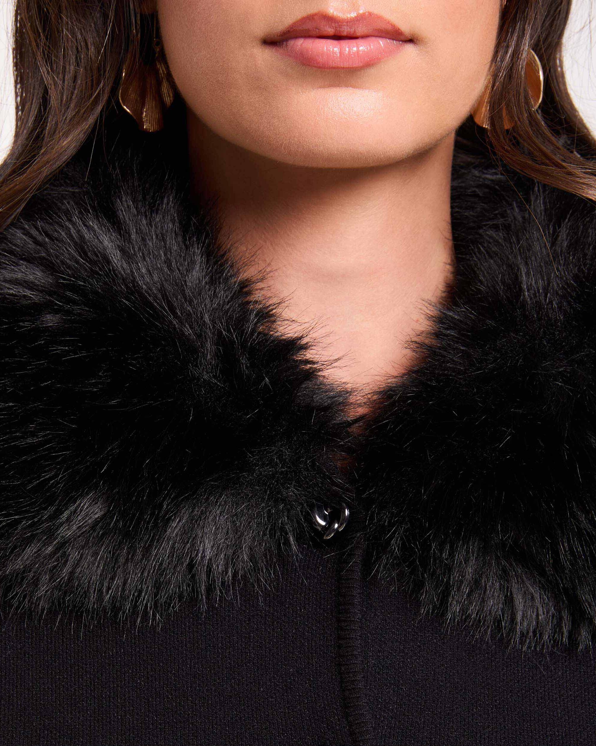 Imagen 4 de Cárdigan de mujer con cuello de pelo - Morgan - Negro Negro