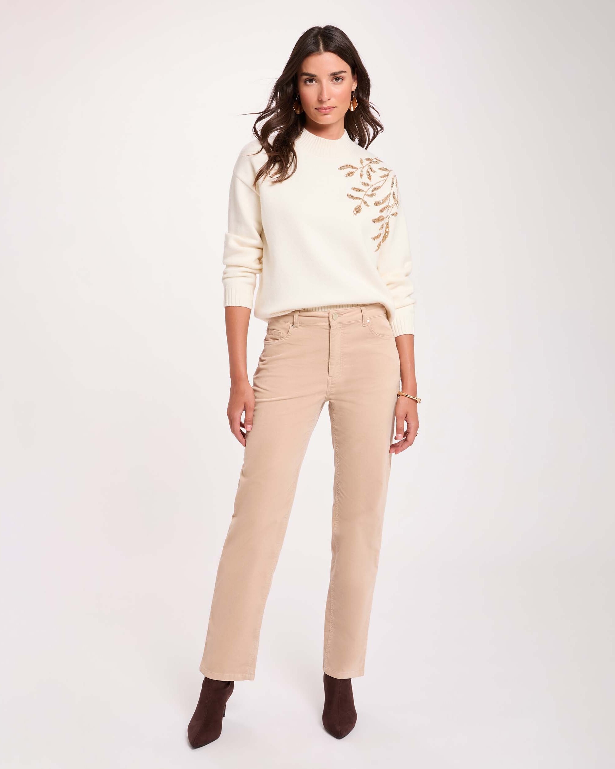 Jersey de mujer con cuello alto - Morgan - Marfil Marfil-3