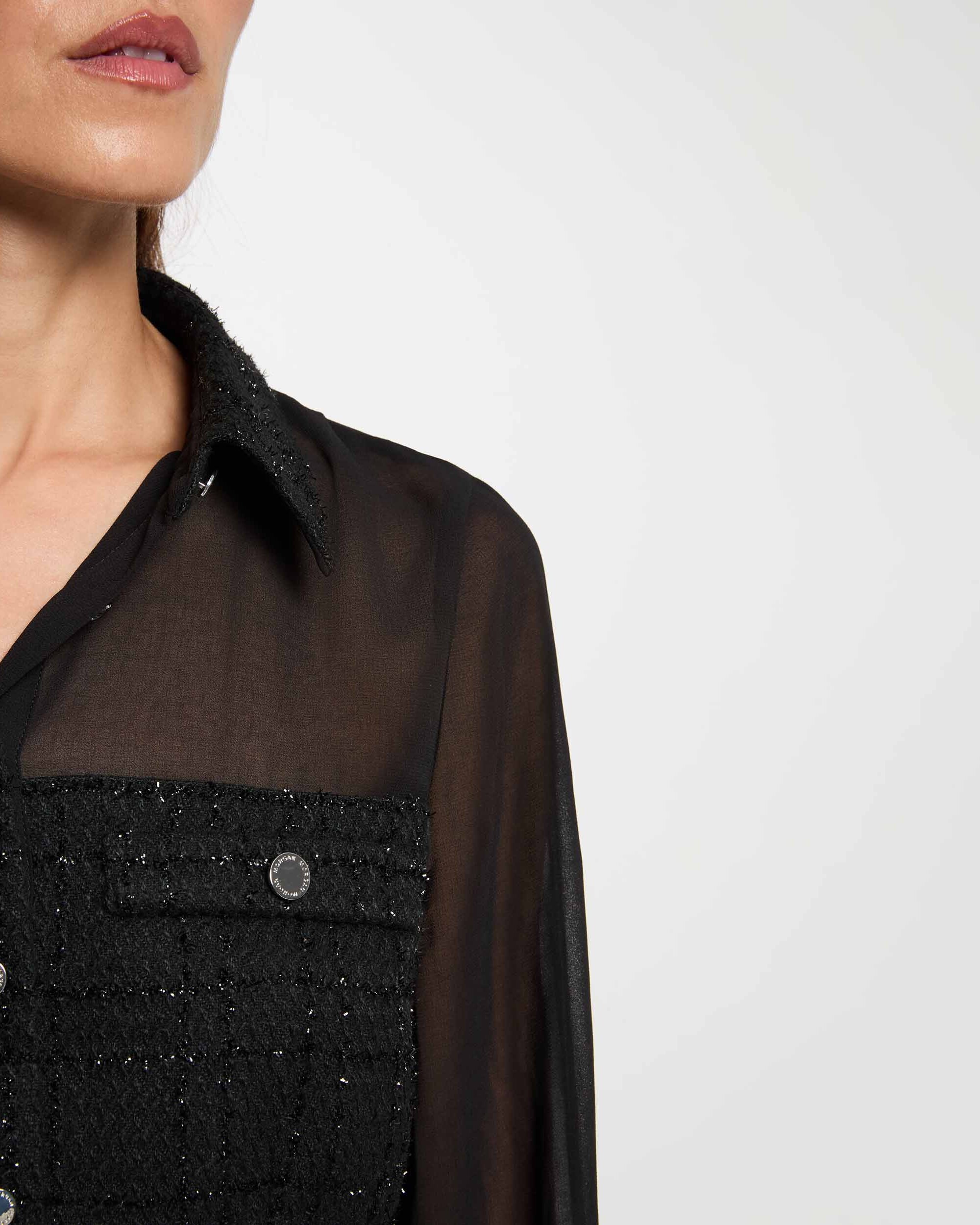 Camisa de mujer con cuello - Morgan - Negro Negro-4