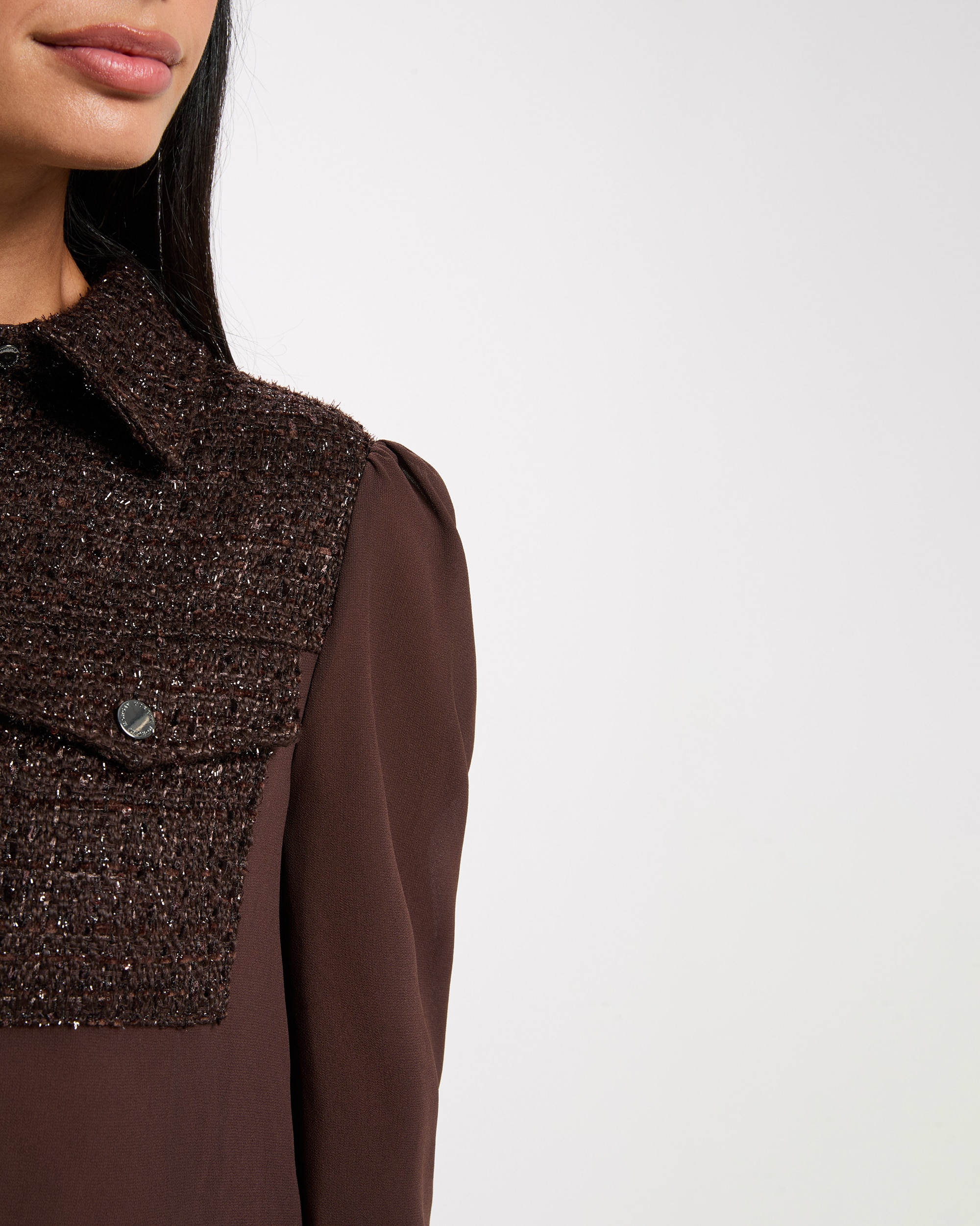 Imagen 4 de Camisa de mujer con pedrería - Morgan - Marrón oscuro Marrón oscuro