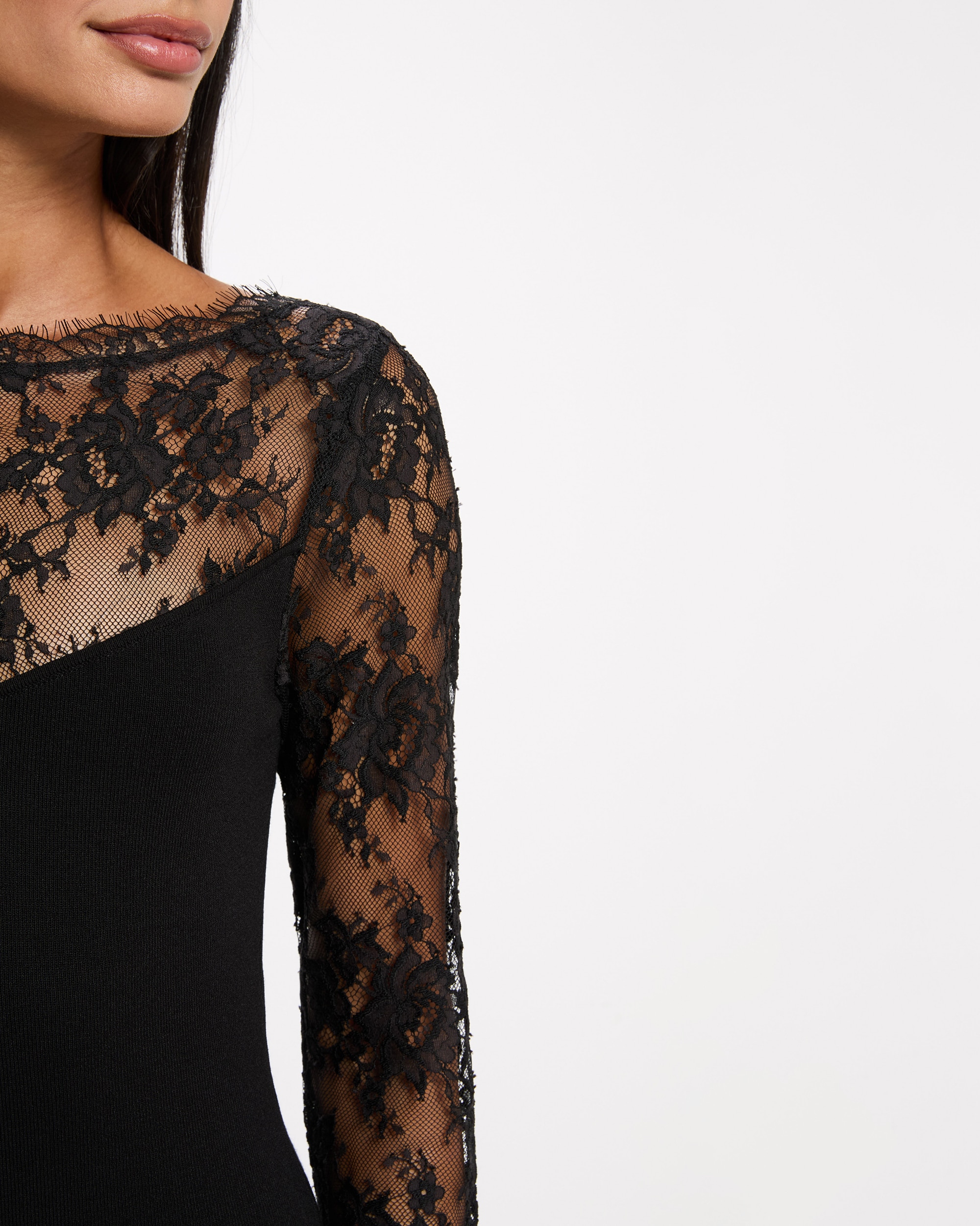 Vestido corto con encaje - Morgan - Negro Negro-4